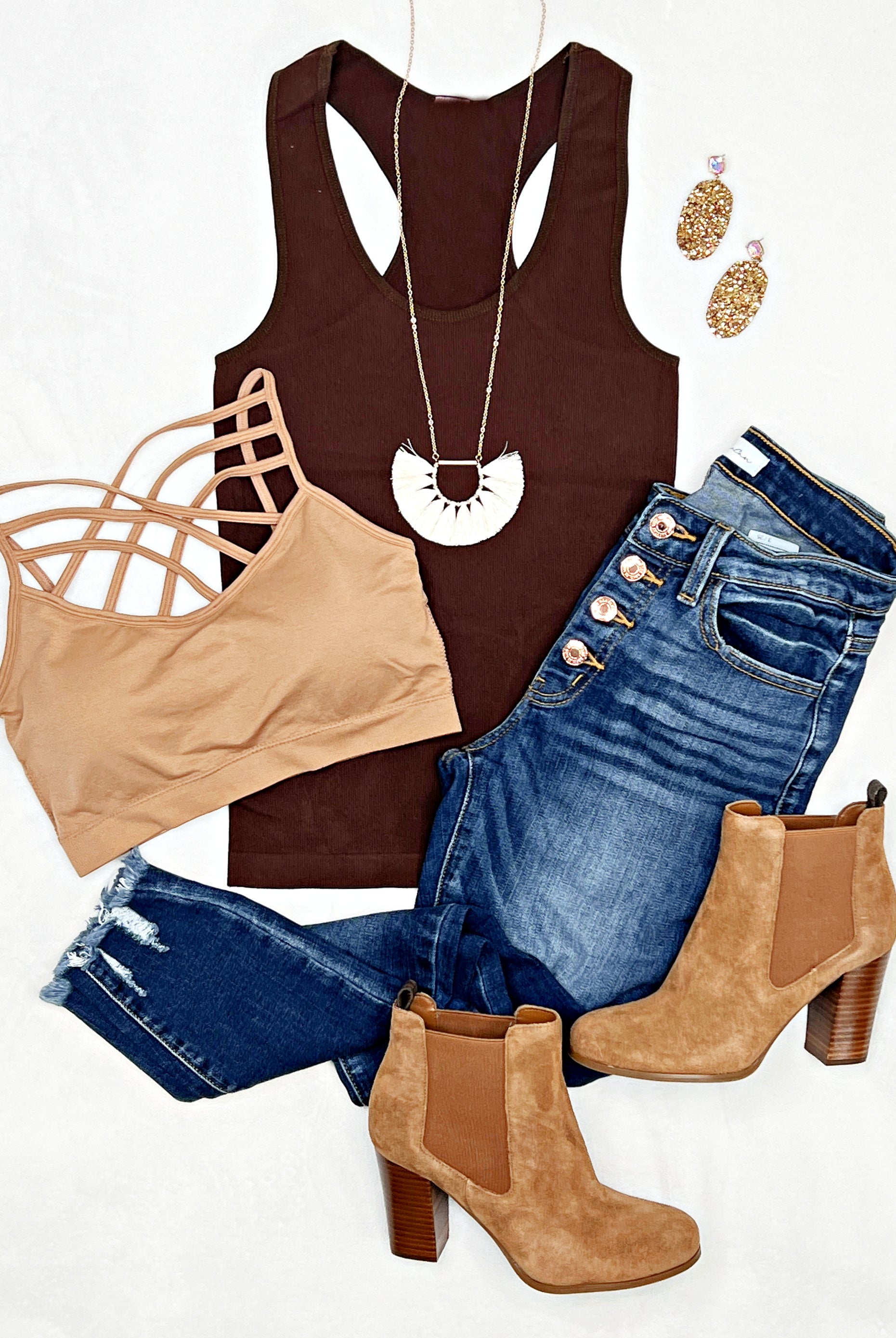 Everyday Basic Ribbed Racerback Tank - Brown-racerback tank top-privityboutique-Privity Boutique, Women’s Fashion Boutique in Mesa, Arizona