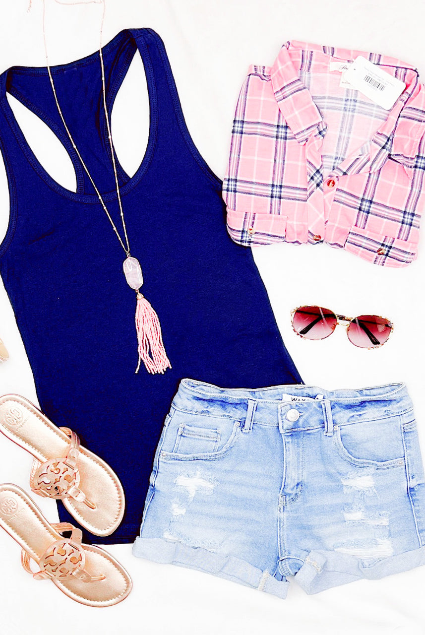 Basic Racerback Tank - Navy-Top-privityboutique.com-Privity Boutique, Women’s Fashion Boutique in Mesa, Arizona