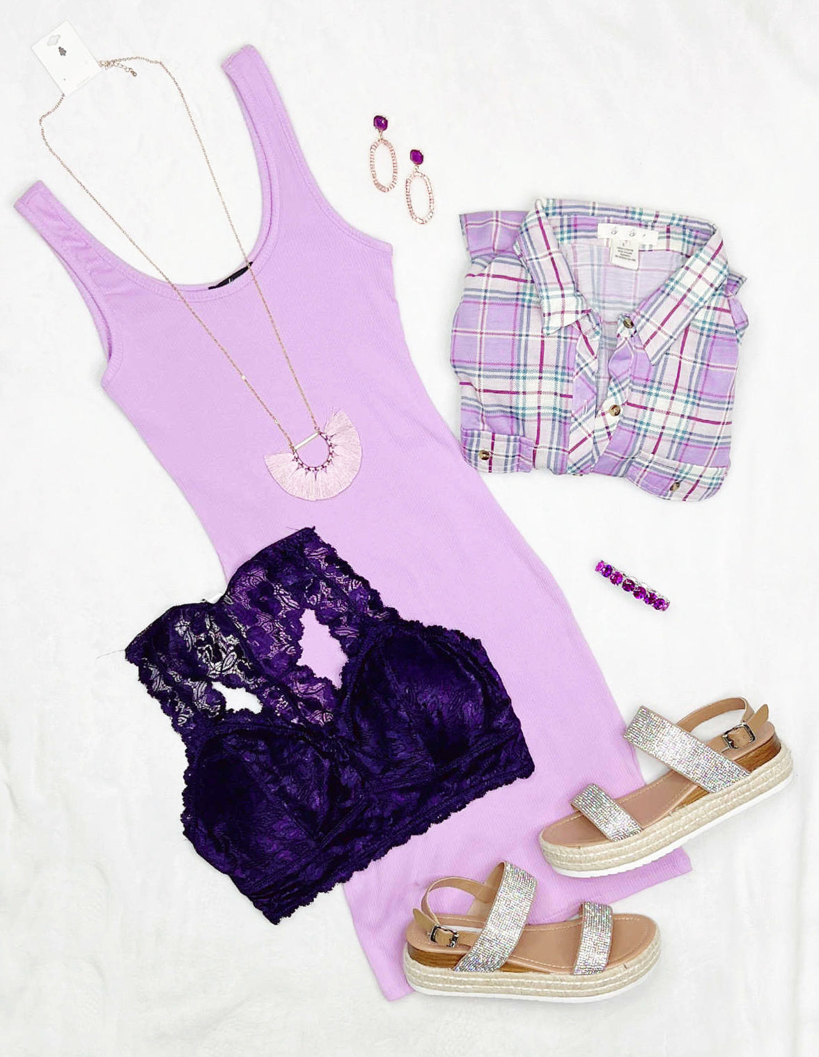 Basic Ribbed Tank Dress - Lavender-Dress-privityboutique.com-Privity Boutique, Women’s Fashion Boutique in Mesa, Arizona