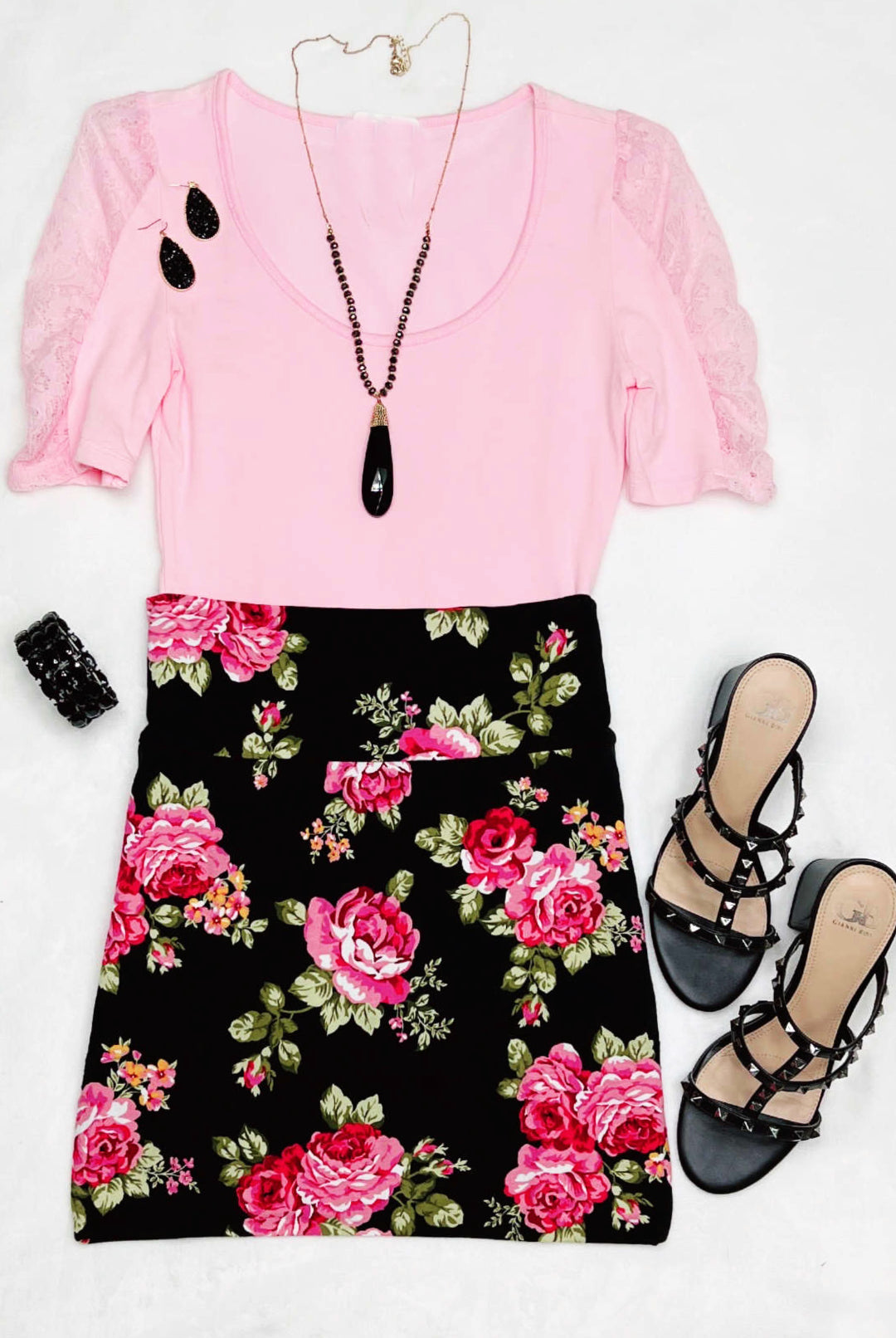 Lace Detail Puff Sleeve Top - Pink-Top-privityboutique-Privity Boutique, Women’s Fashion Boutique in Mesa, Arizona