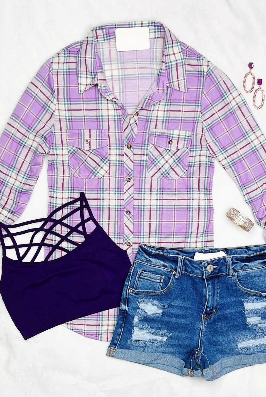 Penny Plaid Flannel Top - Lavender-flannel-privityboutique-Privity Boutique, Women’s Fashion Boutique in Mesa, Arizona