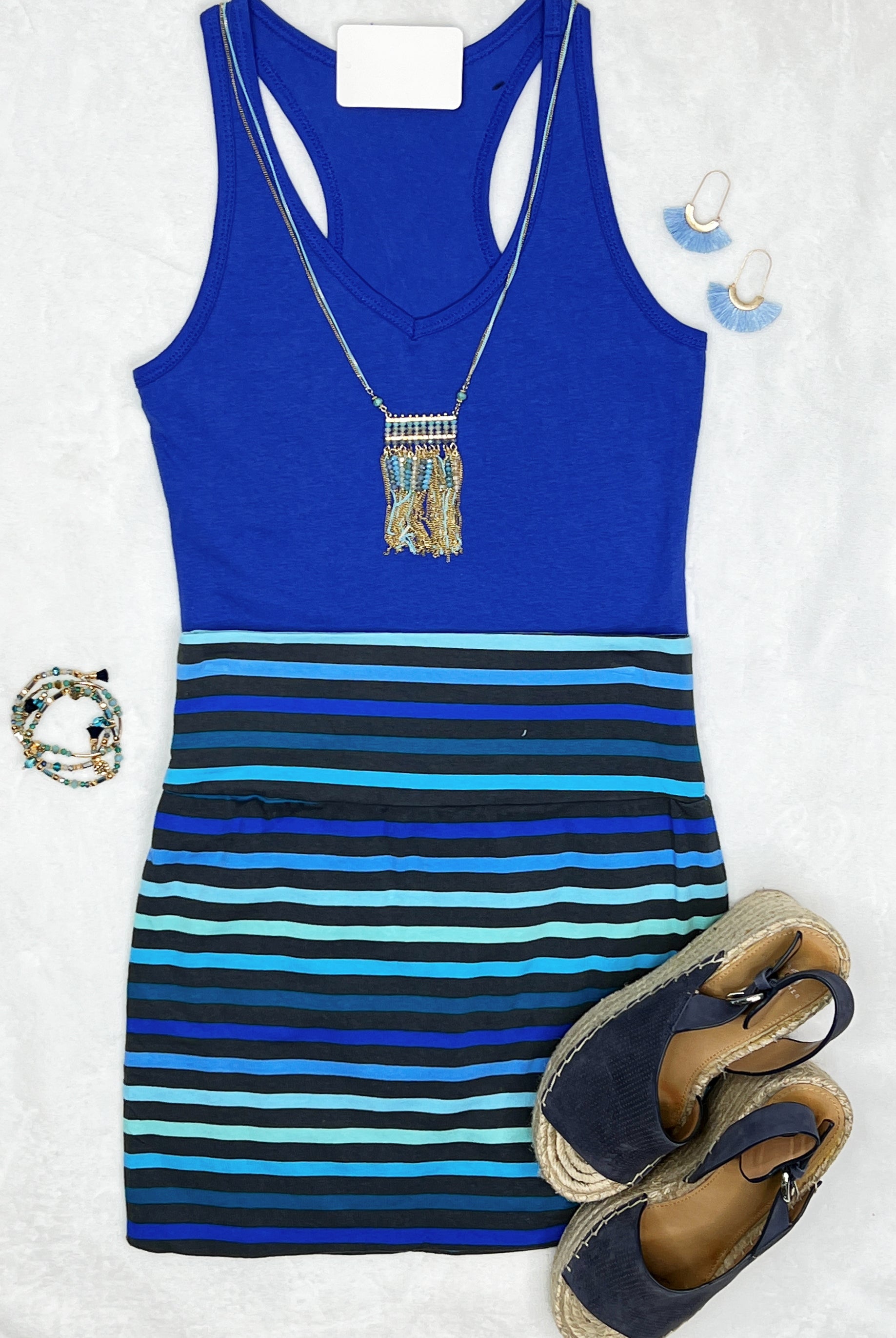 Sassy Stuff Striped Skirt - Blue-Dress-privityboutique.com-Privity Boutique, Women’s Fashion Boutique in Mesa, Arizona