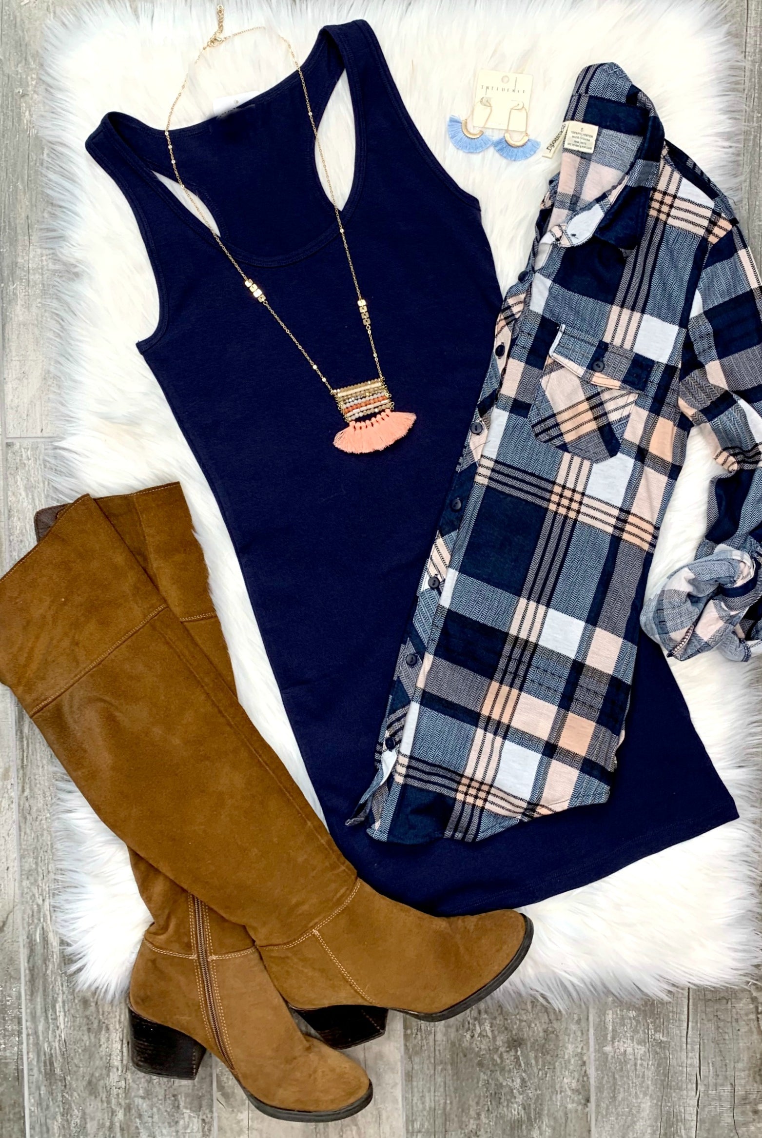 Penny Plaid Flannel Top: Peach-flannel-privityboutique-Privity Boutique, Women’s Fashion Boutique in Mesa, Arizona