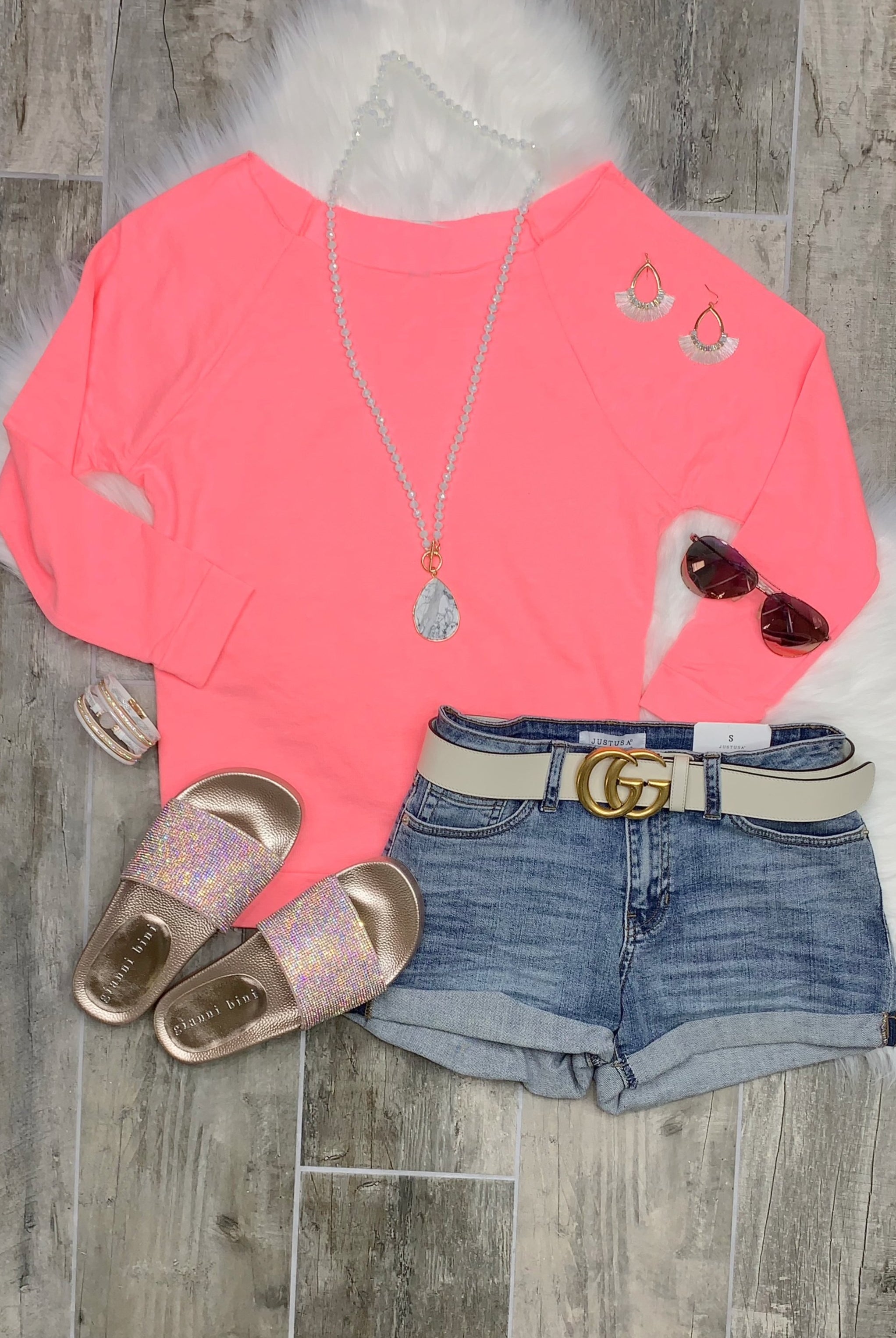 Raw Hem Off The Shoulder - Neon Heather Pink-Top-privityboutique.com-Privity Boutique, Women’s Fashion Boutique in Mesa, Arizona