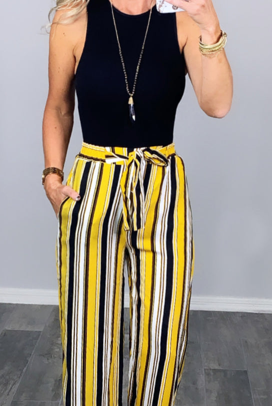 Something to Ponder Striped Pants - Mustard-palazzo-privityboutique.com-Privity Boutique, Women’s Fashion Boutique in Mesa, Arizona