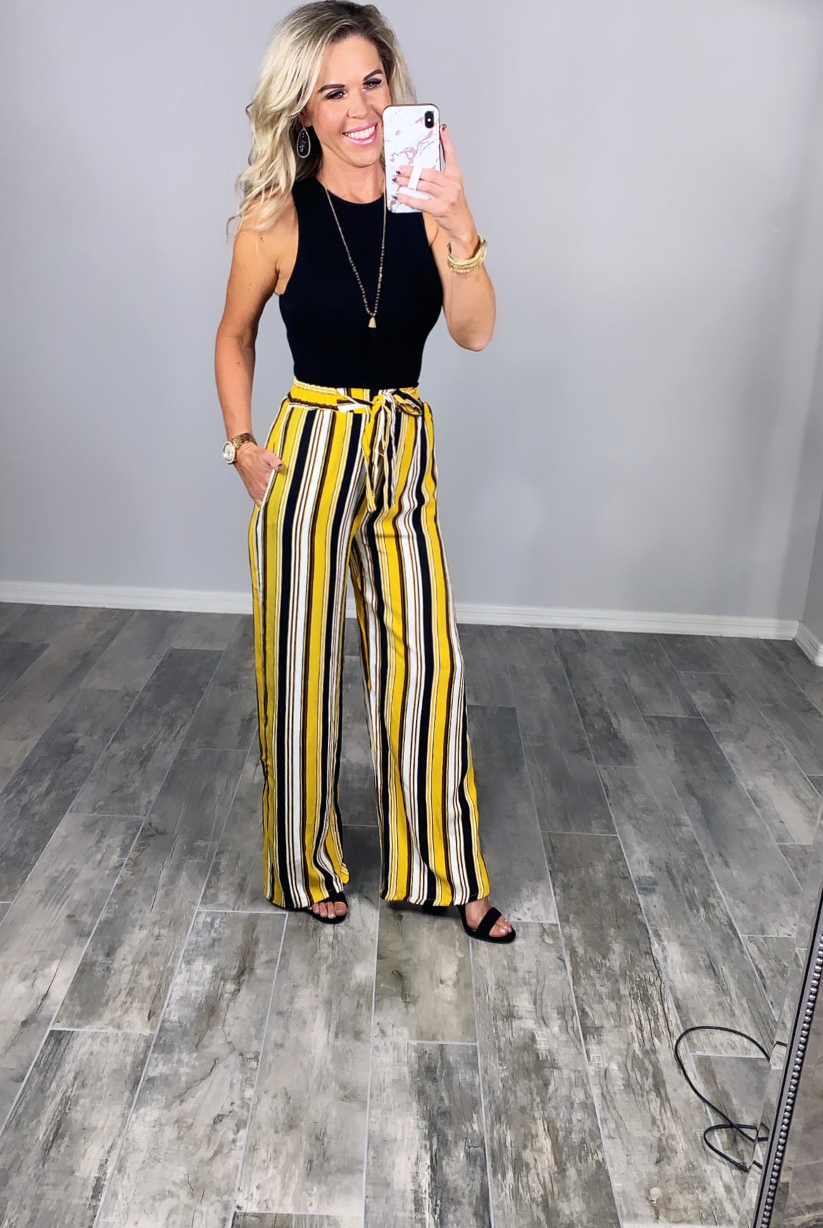 Something to Ponder Striped Pants - Mustard-palazzo-privityboutique.com-Privity Boutique, Women’s Fashion Boutique in Mesa, Arizona