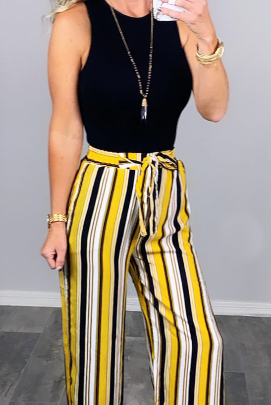 Something to Ponder Striped Pants - Mustard-palazzo-privityboutique.com-Privity Boutique, Women’s Fashion Boutique in Mesa, Arizona