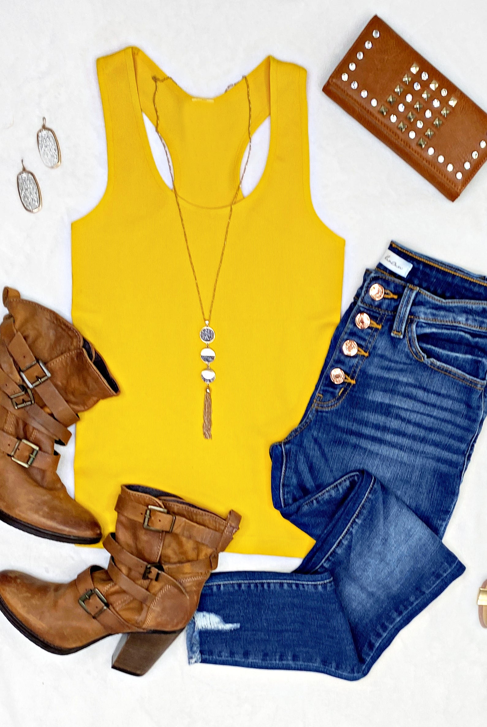 Everyday Basic Ribbed Racerback Tank - Pineapple-racerback tank top-privityboutique-Privity Boutique, Women’s Fashion Boutique in Mesa, Arizona