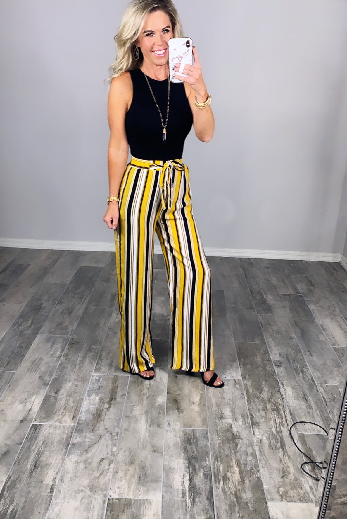 Something to Ponder Striped Pants - Mustard-palazzo-privityboutique.com-Privity Boutique, Women’s Fashion Boutique in Mesa, Arizona