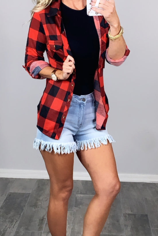 Penny Plaid Flannel Top - Buffalo Red-flannel-privityboutique-Privity Boutique, Women’s Fashion Boutique in Mesa, Arizona