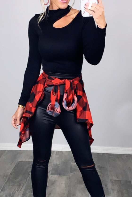 High Waisted Slit Faux Leather Leggings-Leggings-privityboutique-Privity Boutique, Women’s Fashion Boutique in Mesa, Arizona