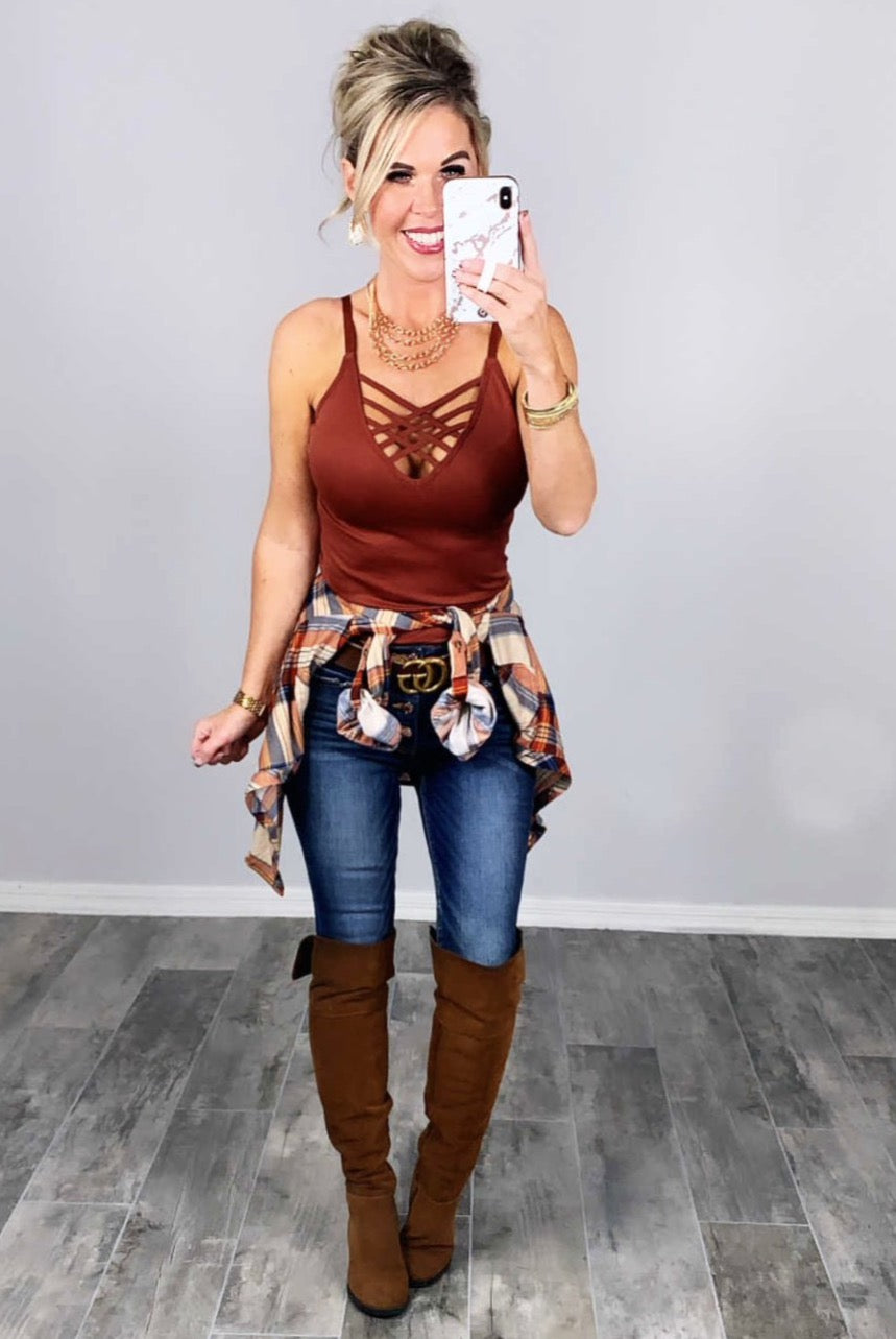 Long Caged Cami - Rust-cami-privityboutique-Privity Boutique, Women’s Fashion Boutique in Mesa, Arizona