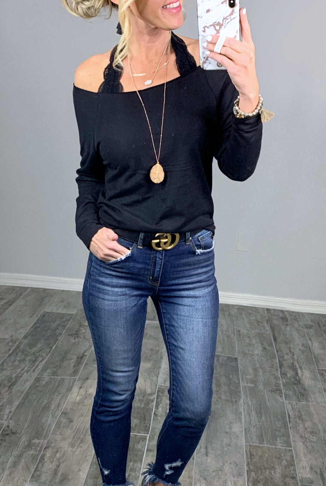 Raw Hem Off The Shoulder - Black-Top-privityboutique.com-Privity Boutique, Women’s Fashion Boutique in Mesa, Arizona