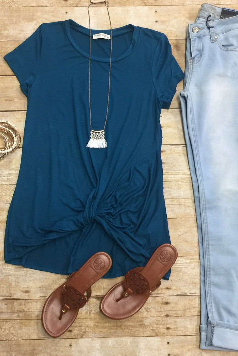 Knotted Top: Teal-Top-privityboutique.com-Privity Boutique, Women’s Fashion Boutique in Mesa, Arizona