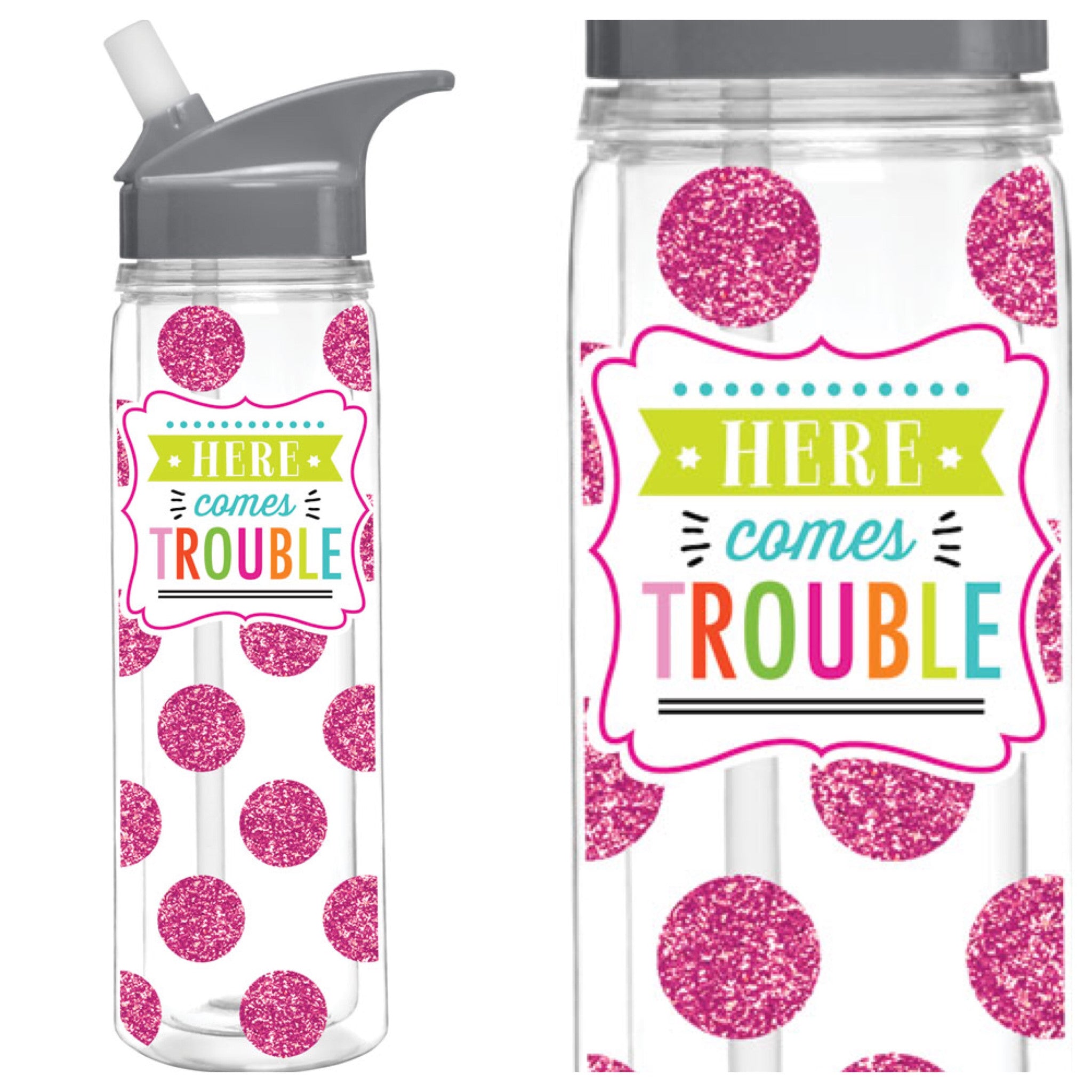 Here Comes Trouble-water bottle-privityboutique-Privity Boutique, Women’s Fashion Boutique in Mesa, Arizona