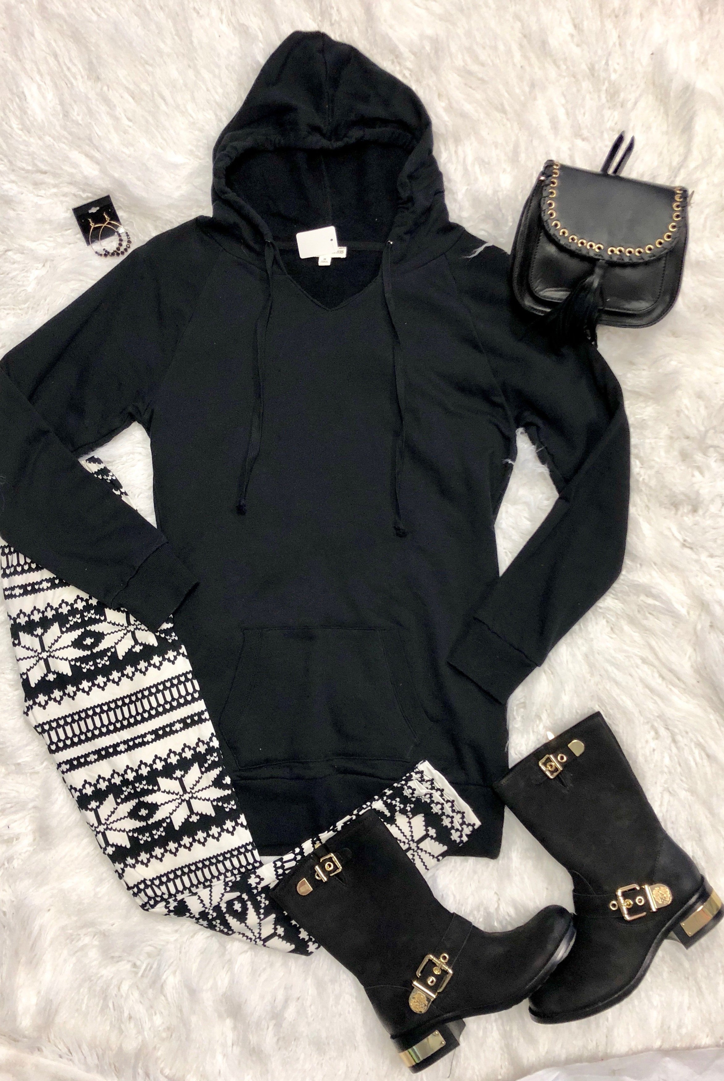 Long Hooded Sweatshirt: Black-Tunic-privityboutique-Privity Boutique, Women’s Fashion Boutique in Mesa, Arizona