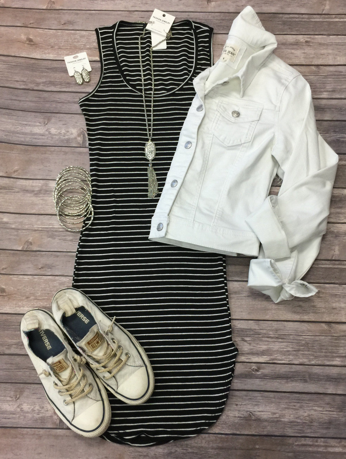 Staying In Stripes Ribbed Tank Dress: Black-Dress-privityboutique.com-Privity Boutique, Women’s Fashion Boutique in Mesa, Arizona