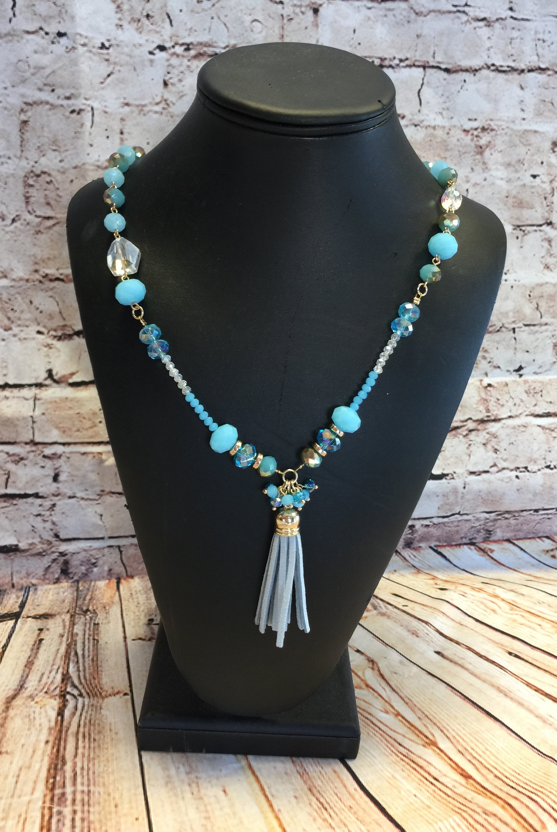 Leather Tassel Necklace: Blue-privityboutique-Privity Boutique, Women’s Fashion Boutique in Mesa, Arizona