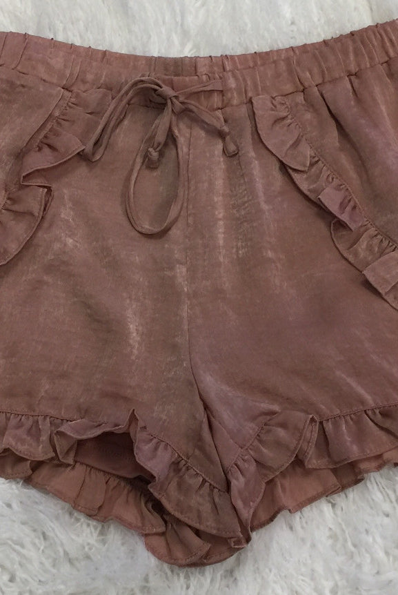 Satin Ruffle Shorts-shorts-privityboutique.com-Privity Boutique, Women’s Fashion Boutique in Mesa, Arizona