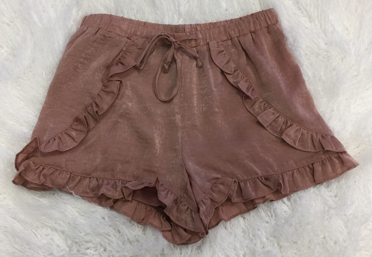 Satin Ruffle Shorts-shorts-privityboutique.com-Privity Boutique, Women’s Fashion Boutique in Mesa, Arizona