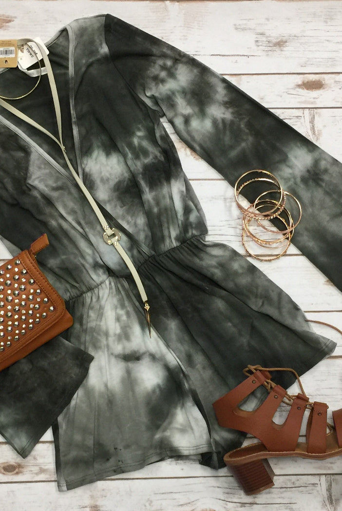 Tye Dye Romper: Olive-romper-privityboutique.com-Privity Boutique, Women’s Fashion Boutique in Mesa, Arizona