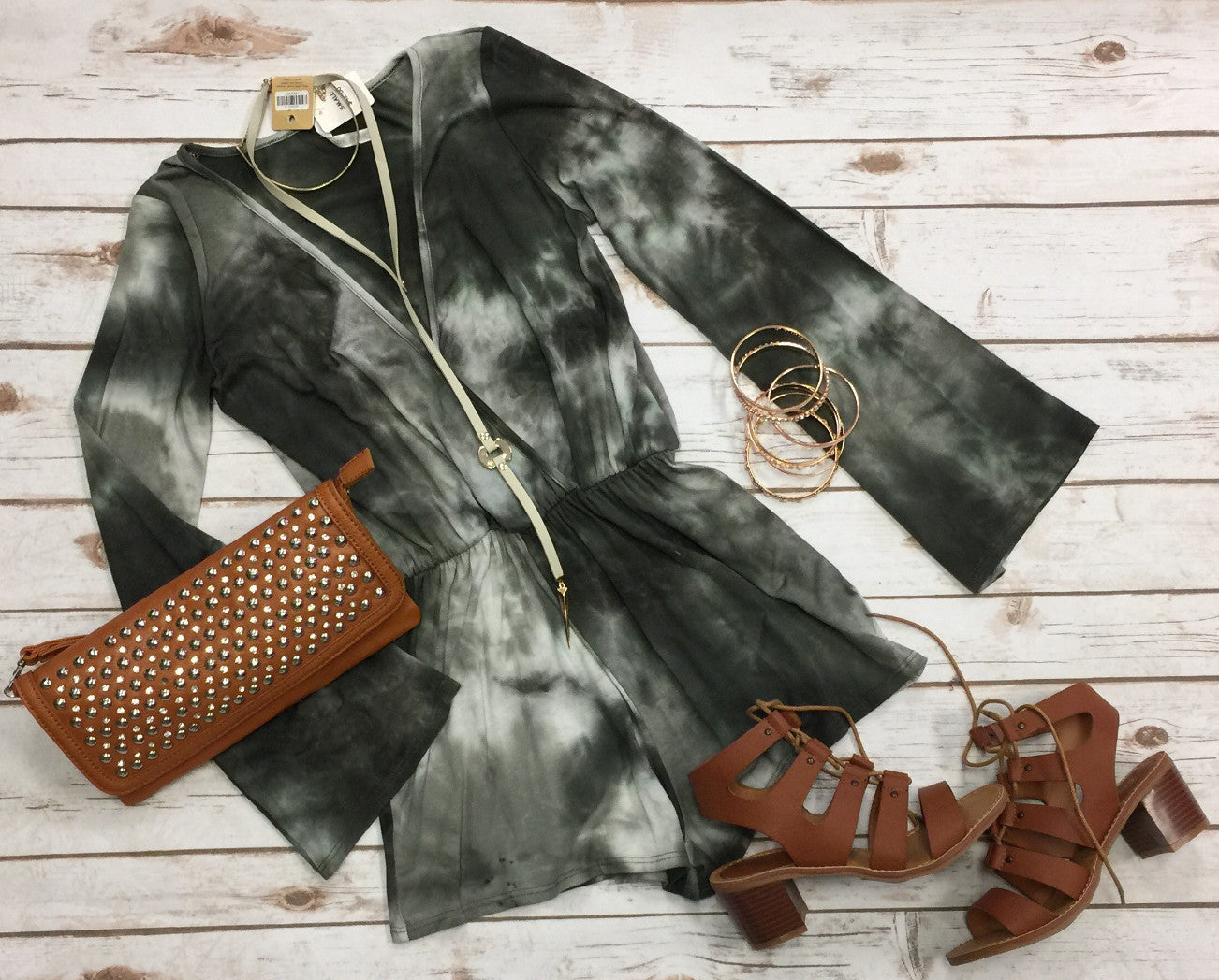 Tye Dye Romper: Olive-romper-privityboutique.com-Privity Boutique, Women’s Fashion Boutique in Mesa, Arizona