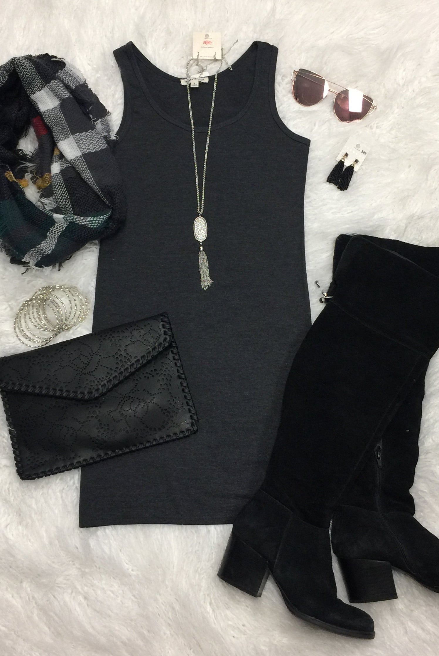 Basic Tank Dress: Charcoal-Top-privityboutique-Privity Boutique, Women’s Fashion Boutique in Mesa, Arizona
