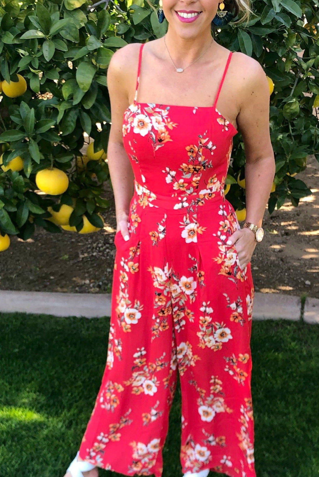 Just Friends Red Jumpsuit-Jumpsuits-privityboutique.com-Privity Boutique, Women’s Fashion Boutique in Mesa, Arizona