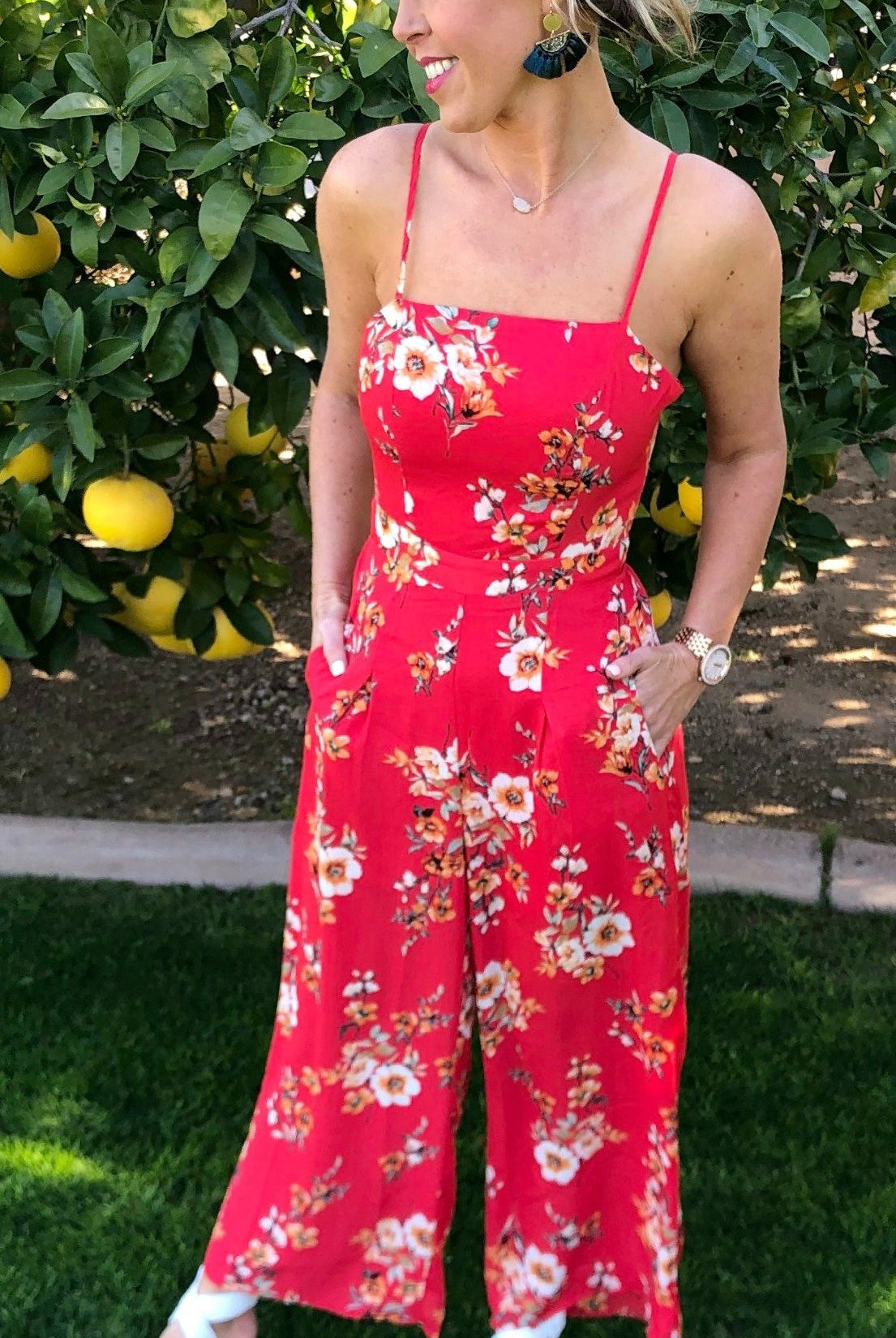 Just Friends Red Jumpsuit-Jumpsuits-privityboutique.com-Privity Boutique, Women’s Fashion Boutique in Mesa, Arizona