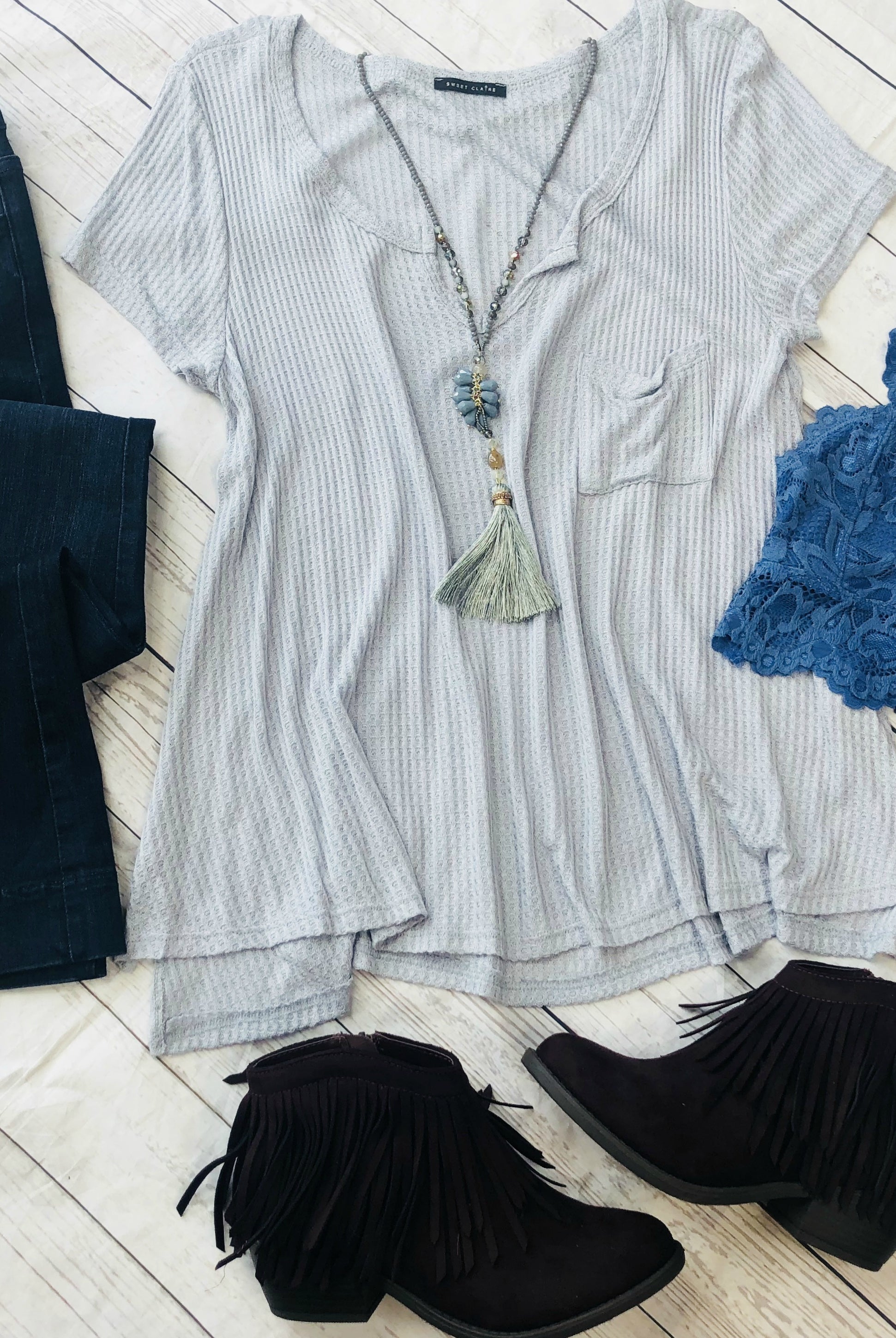 Sure To Know Top: Silver Mist-Top-privityboutique.com-Privity Boutique, Women’s Fashion Boutique in Mesa, Arizona