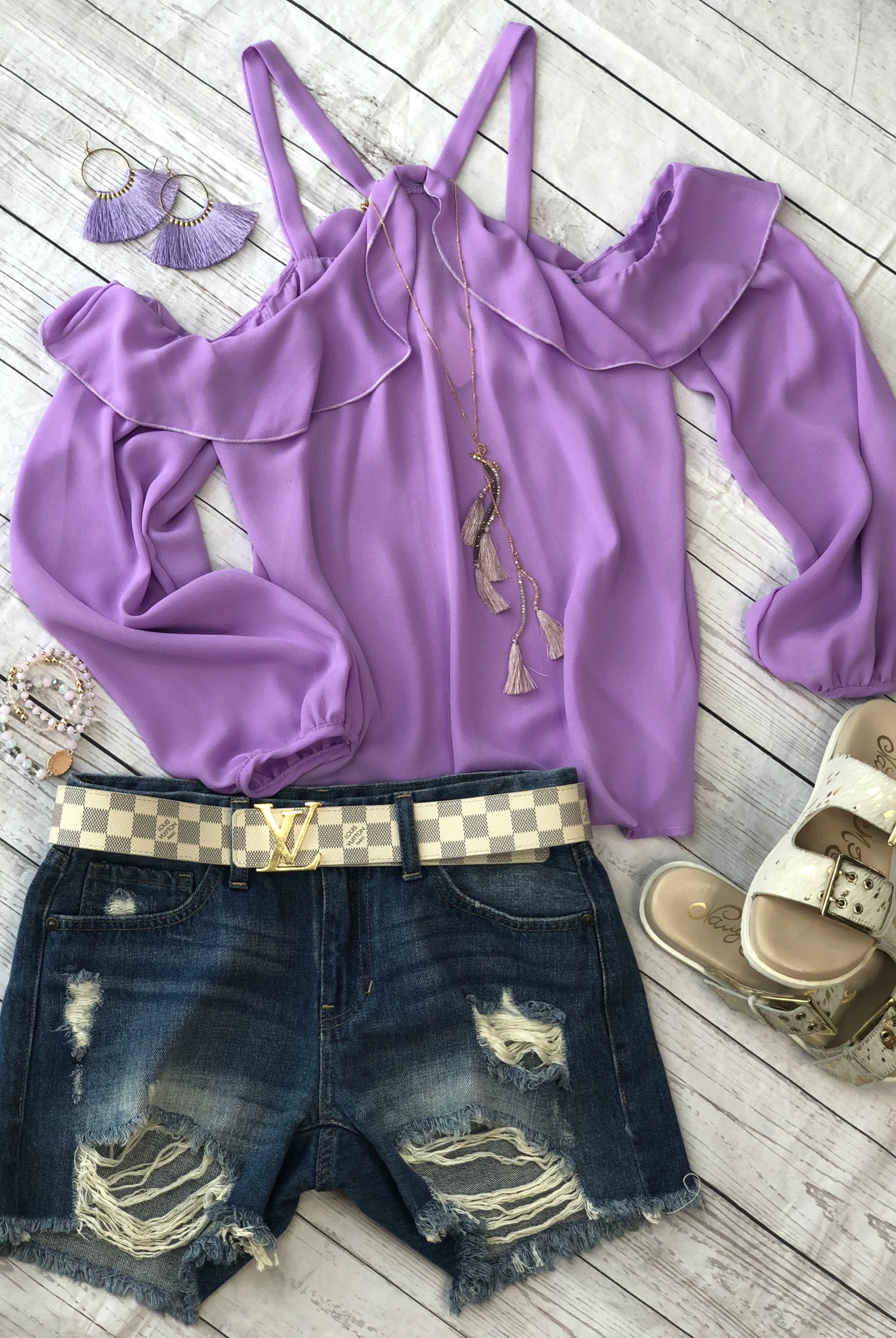 Stay Where We Are Cold Shoulder Top: Lavender-Top-privityboutique.com-Privity Boutique, Women’s Fashion Boutique in Mesa, Arizona