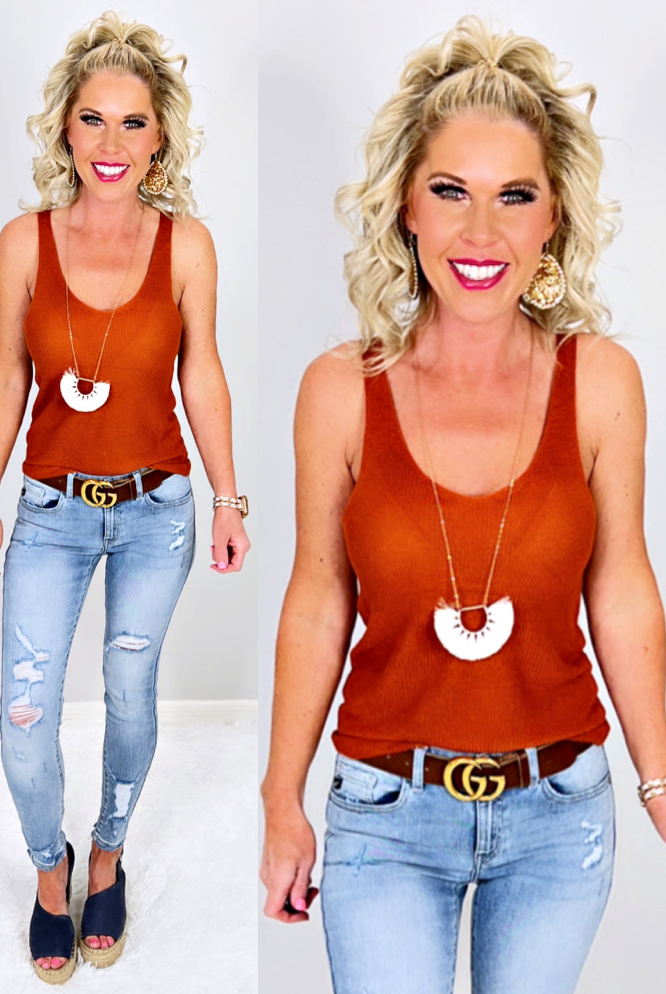 Comfort & Ease Tank - Rust-Top-privityboutique-Privity Boutique, Women’s Fashion Boutique in Mesa, Arizona