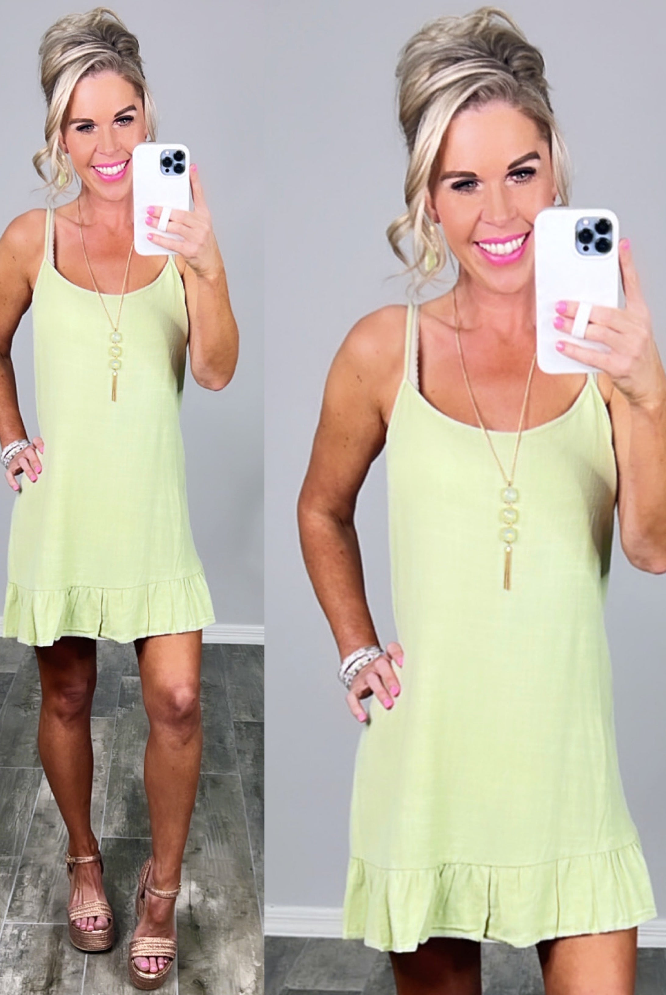 Sunday Brunch Ruffle Dress - Kiwi-Dress-privityboutique.com-Privity Boutique, Women’s Fashion Boutique in Mesa, Arizona
