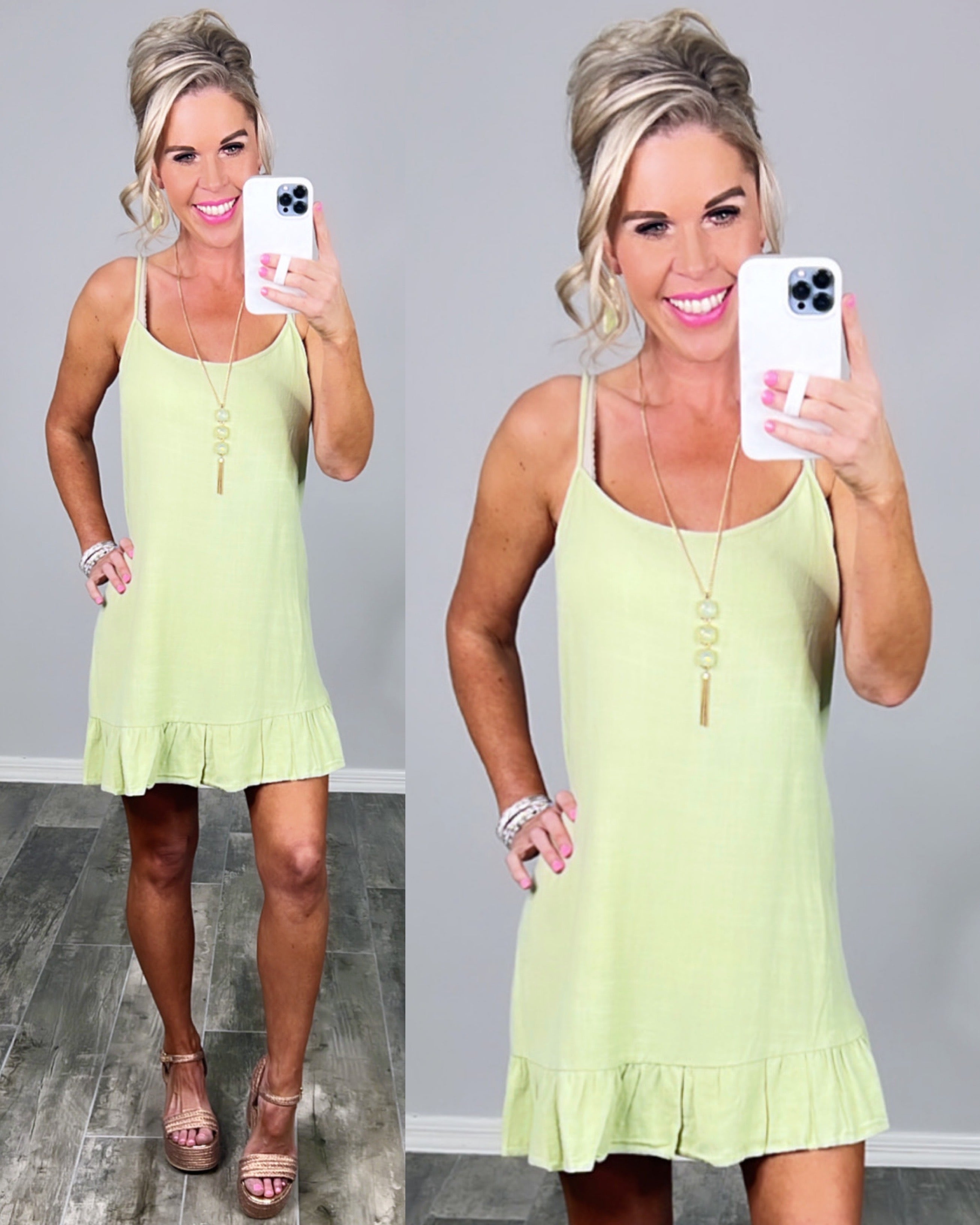 Sunday Brunch Ruffle Dress - Kiwi-Dress-privityboutique.com-Privity Boutique, Women’s Fashion Boutique in Mesa, Arizona