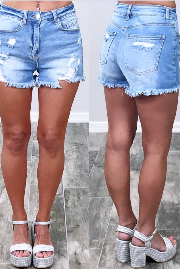 An Outdoor Scenery Denim Shorts - Light-shorts-privityboutique.com-Privity Boutique, Women’s Fashion Boutique in Mesa, Arizona