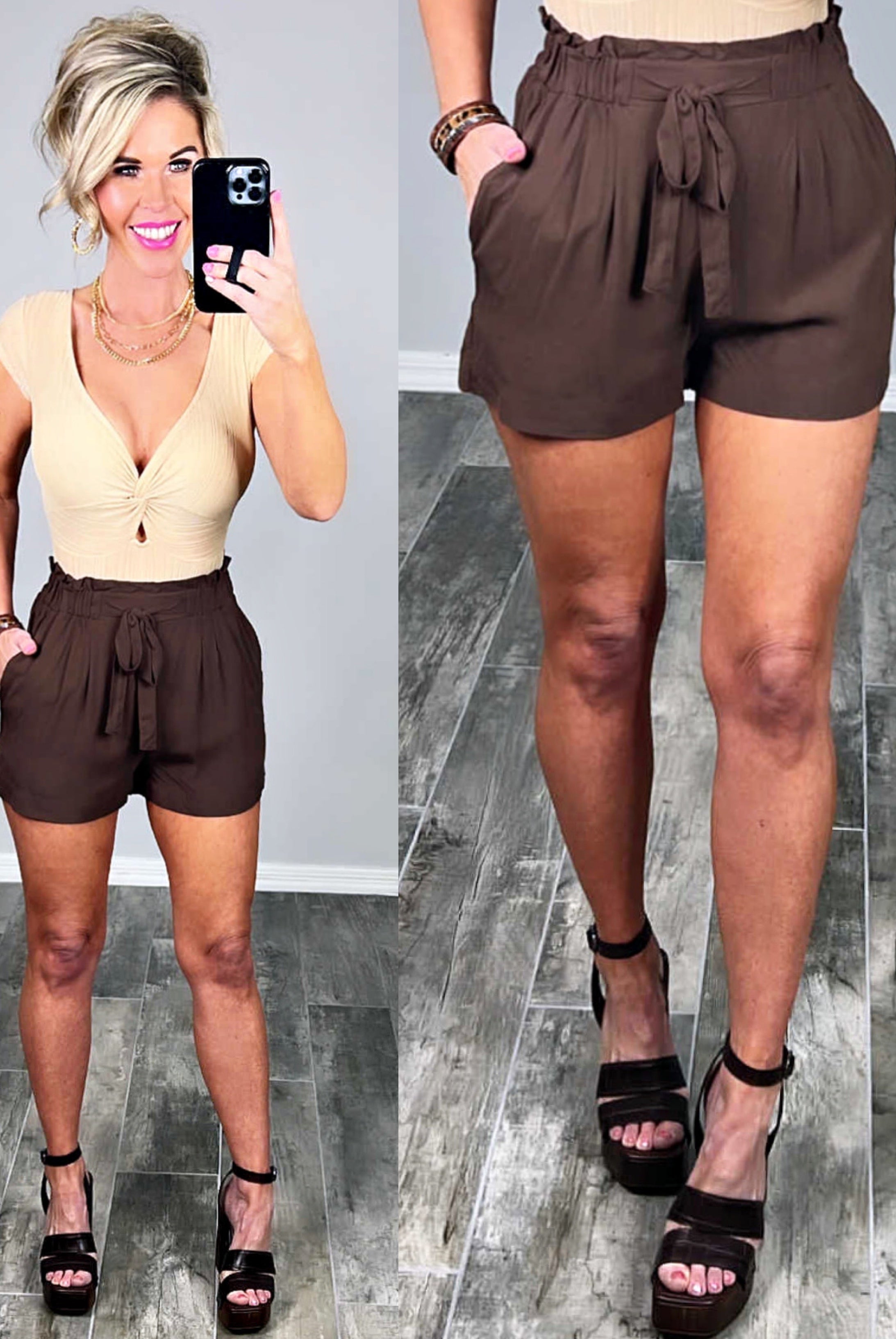 Penny For Your Thoughts Shorts - Brown-Dress-privityboutique.com-Privity Boutique, Women’s Fashion Boutique in Mesa, Arizona