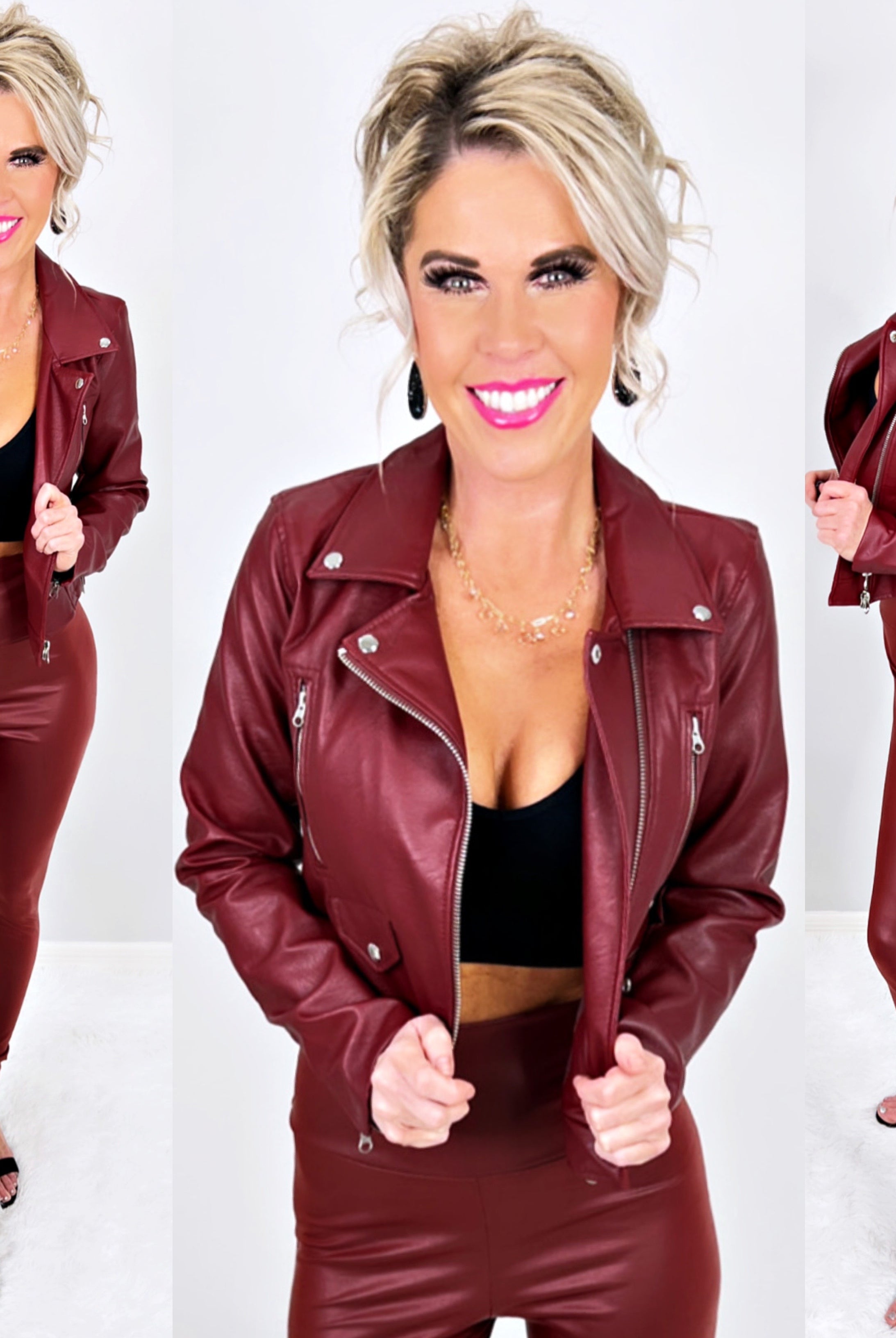 Breaking Promises Faux Leather Jacket - Burgundy-Top-privityboutique.com-Privity Boutique, Women’s Fashion Boutique in Mesa, Arizona