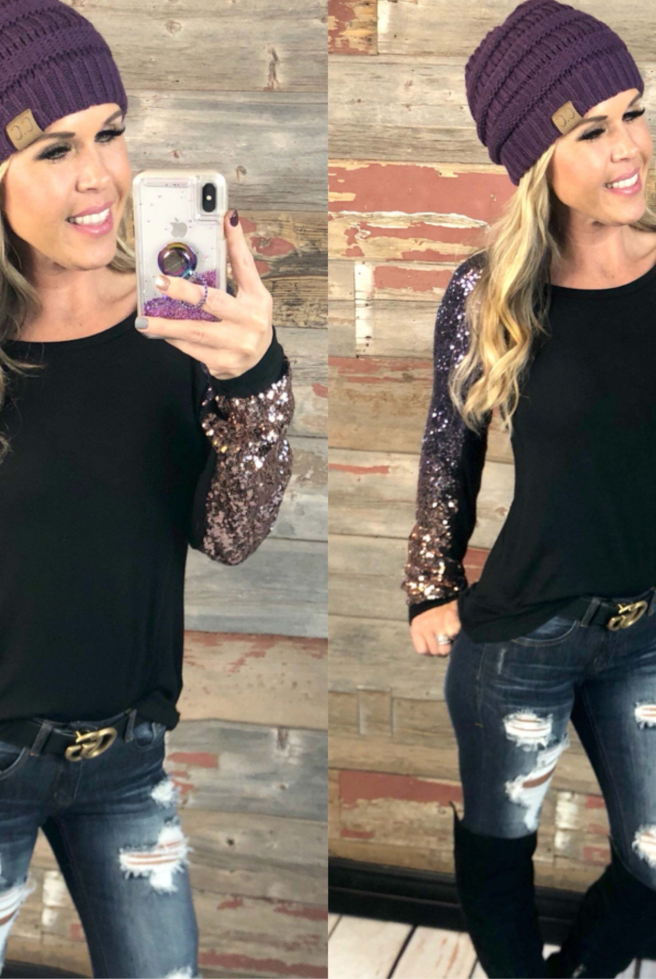 Out Shine Sequin Long Sleeved Top-Top-privityboutique-Privity Boutique, Women’s Fashion Boutique in Mesa, Arizona