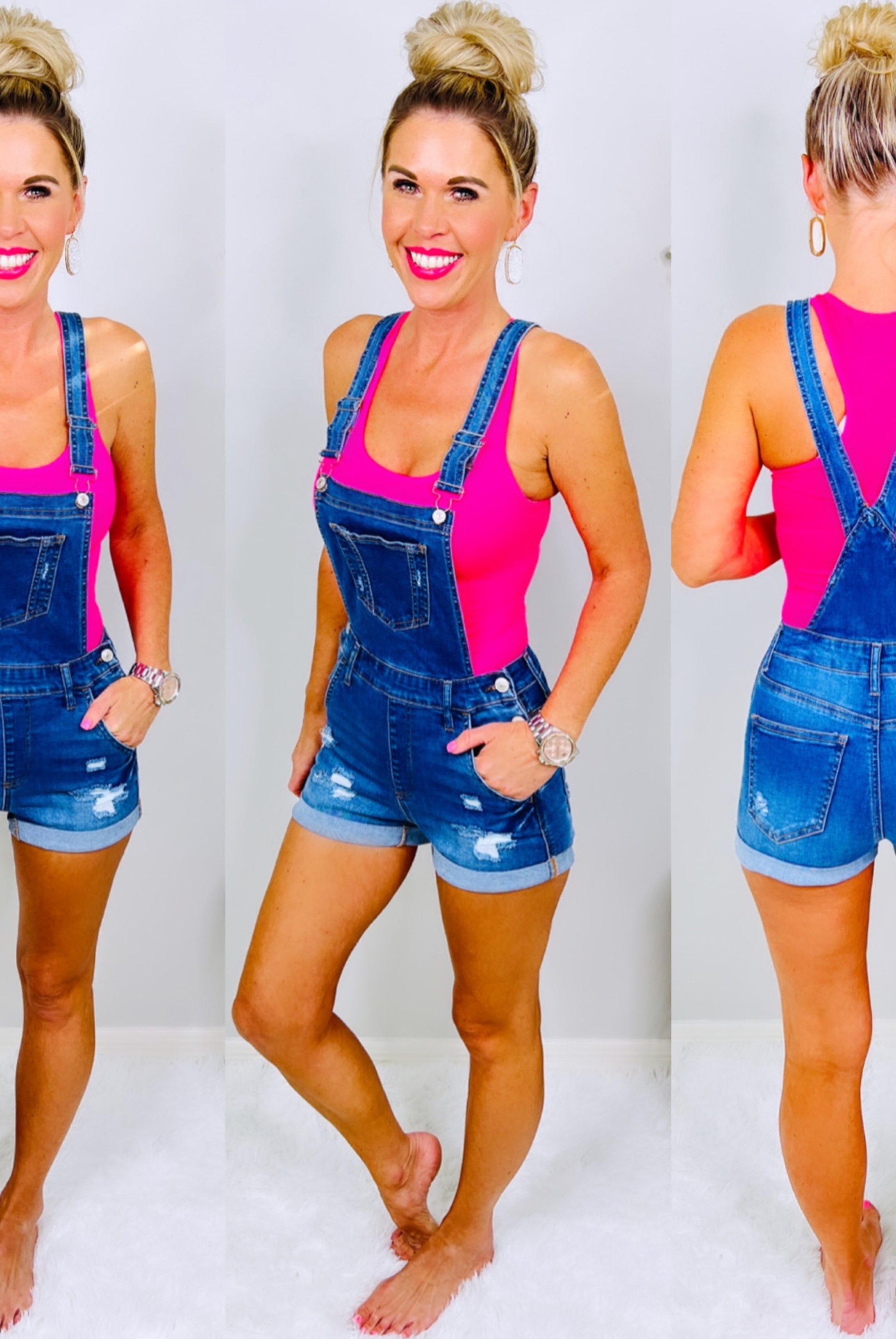 Distressed Denim Pocket Overalls - Medium-overalls-privityboutique.com-Privity Boutique, Women’s Fashion Boutique in Mesa, Arizona