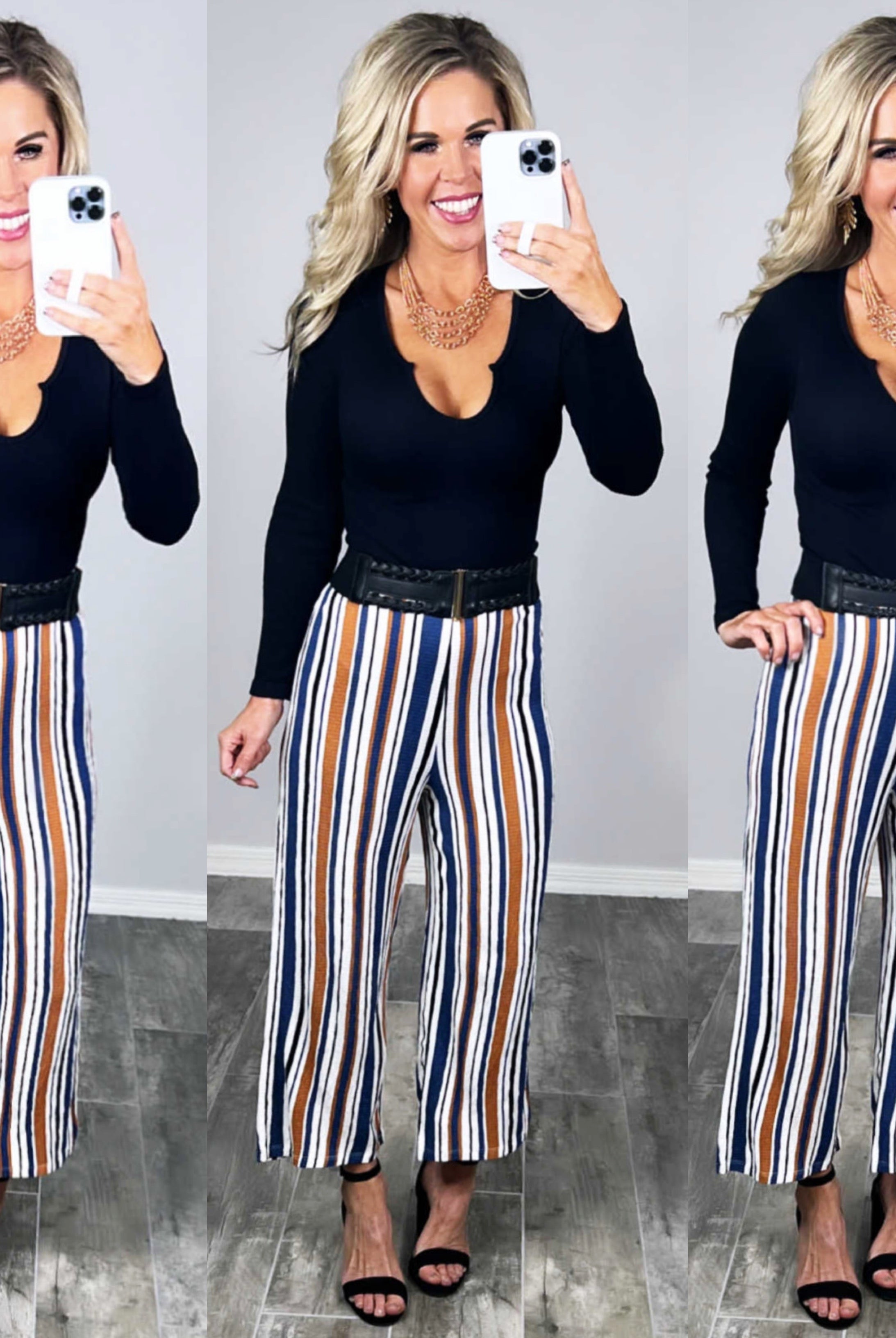 In Good Time Striped Pants - Blue-palazzo-privityboutique.com-Privity Boutique, Women’s Fashion Boutique in Mesa, Arizona