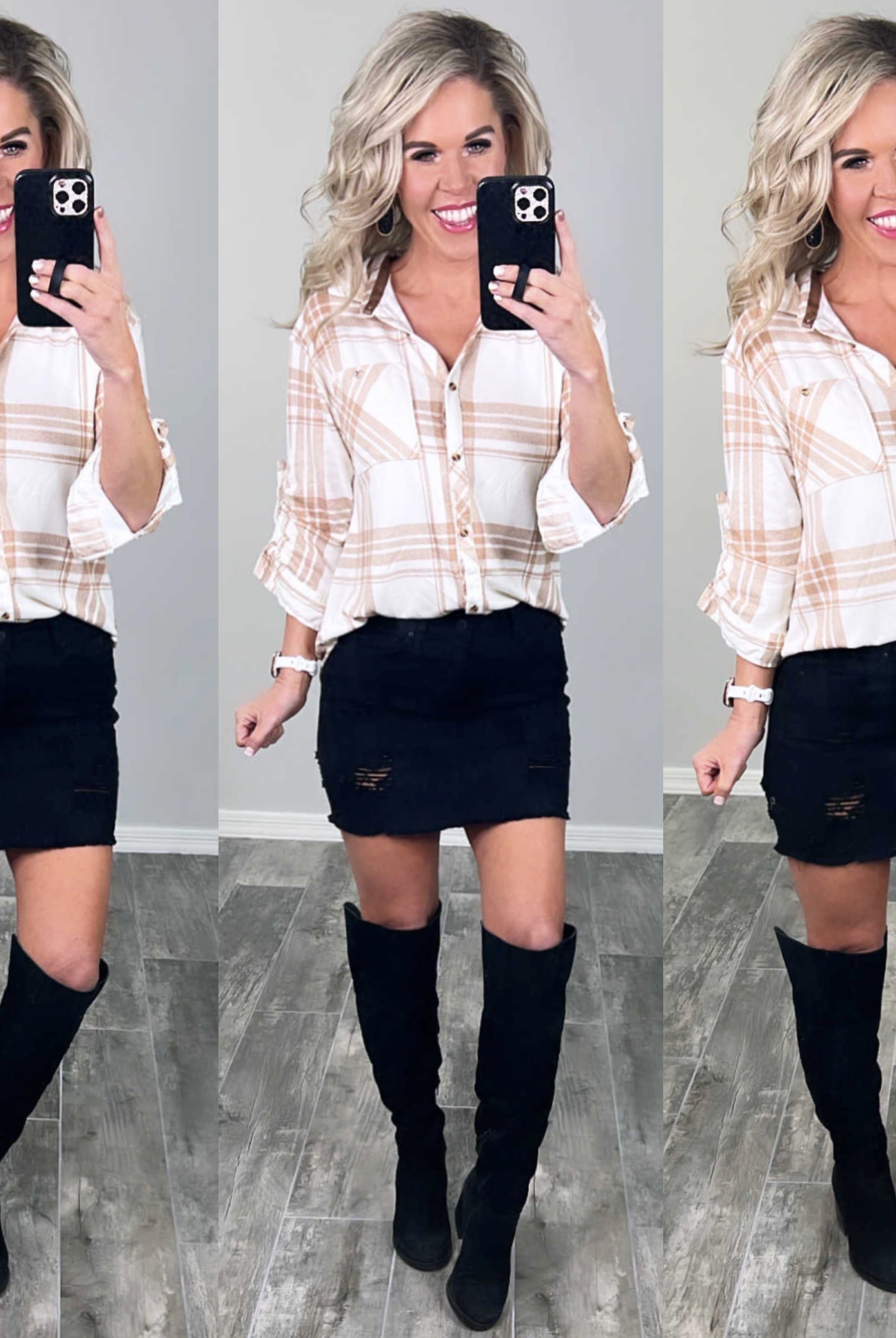 Distressed Denim Skirt - Black-Dress-privityboutique.com-Privity Boutique, Women’s Fashion Boutique in Mesa, Arizona