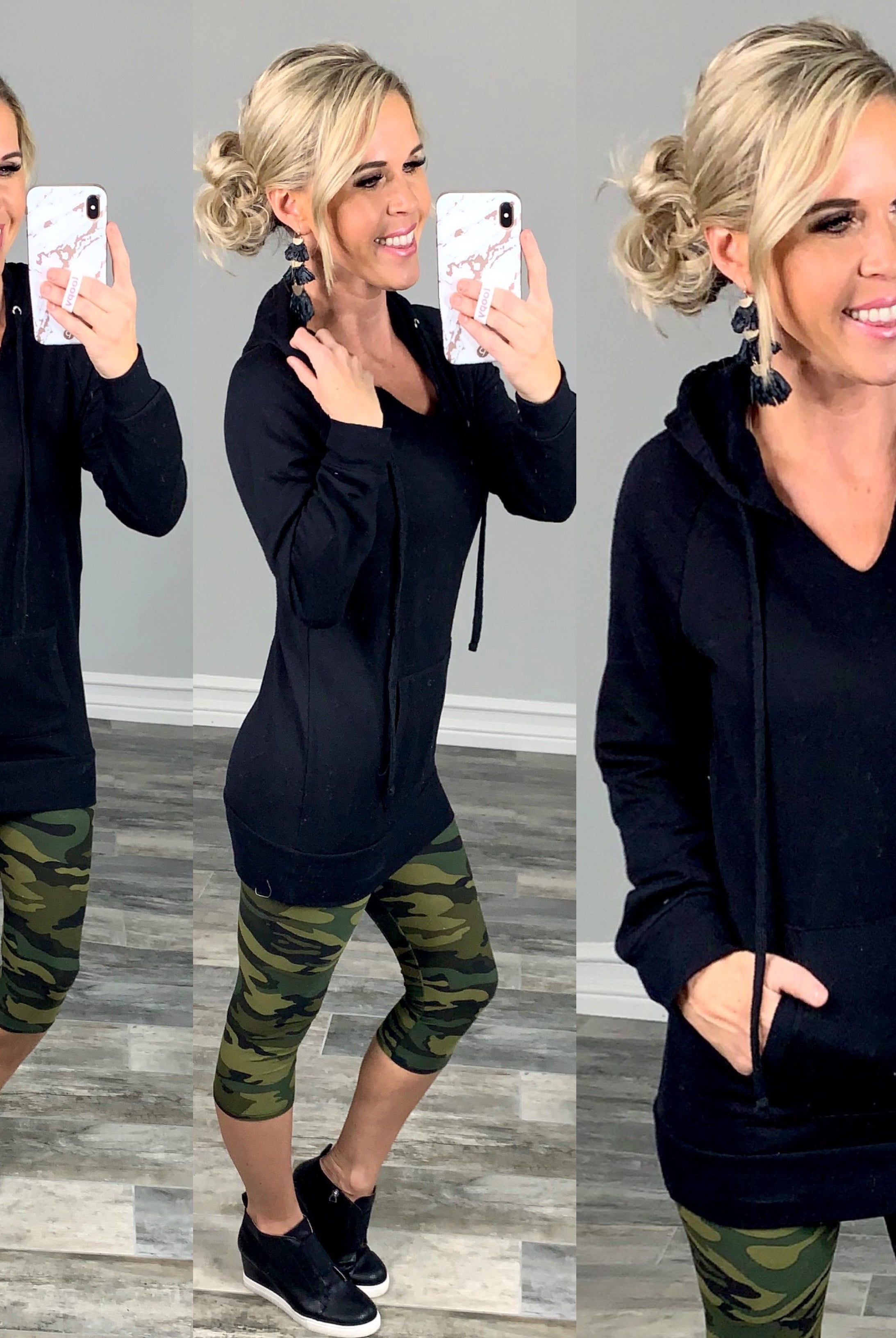 Long Hooded Sweatshirt: Black-Tunic-privityboutique-Privity Boutique, Women’s Fashion Boutique in Mesa, Arizona