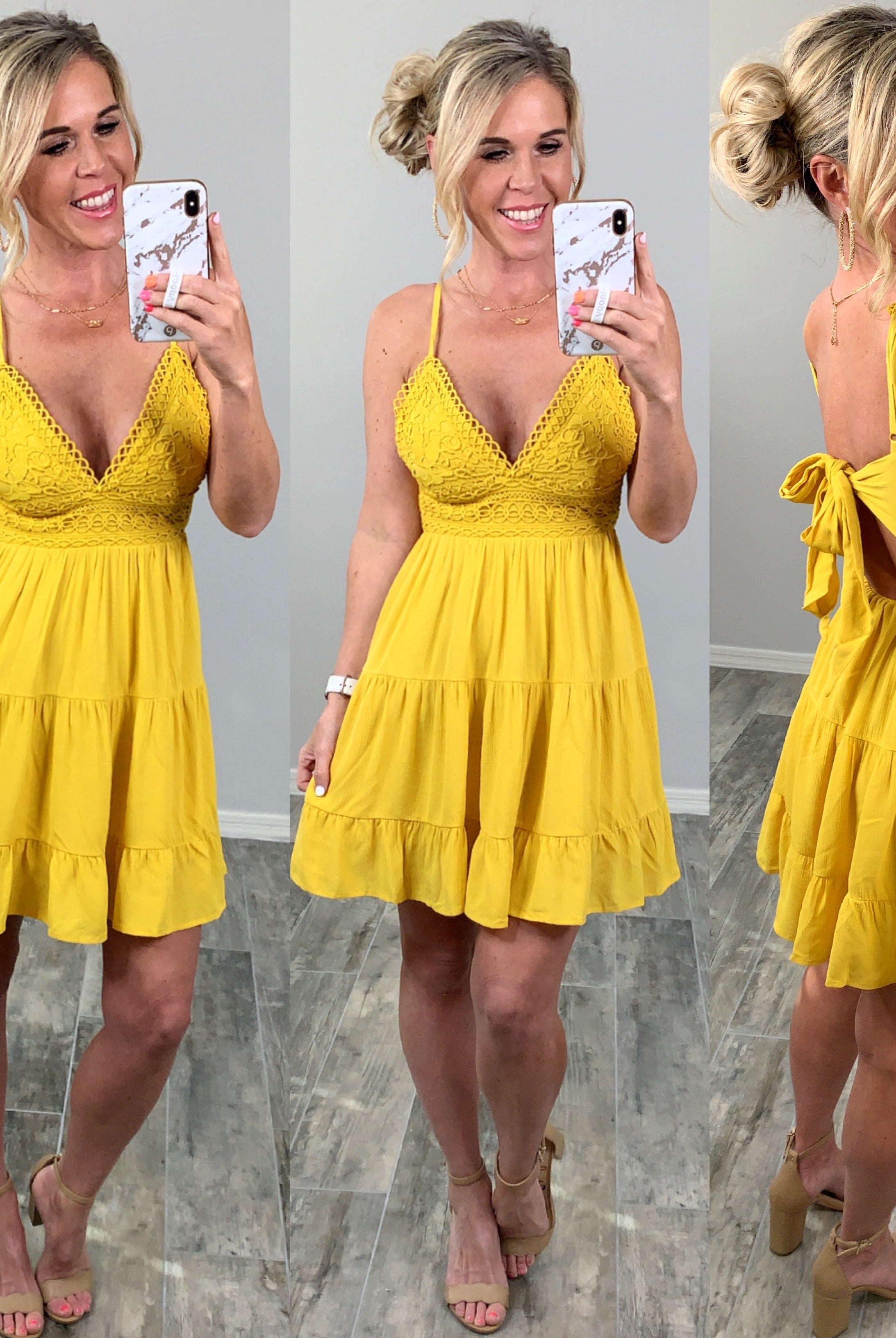 A Romantic Twist Dress - Yellow-Dress-privityboutique.com-Privity Boutique, Women’s Fashion Boutique in Mesa, Arizona