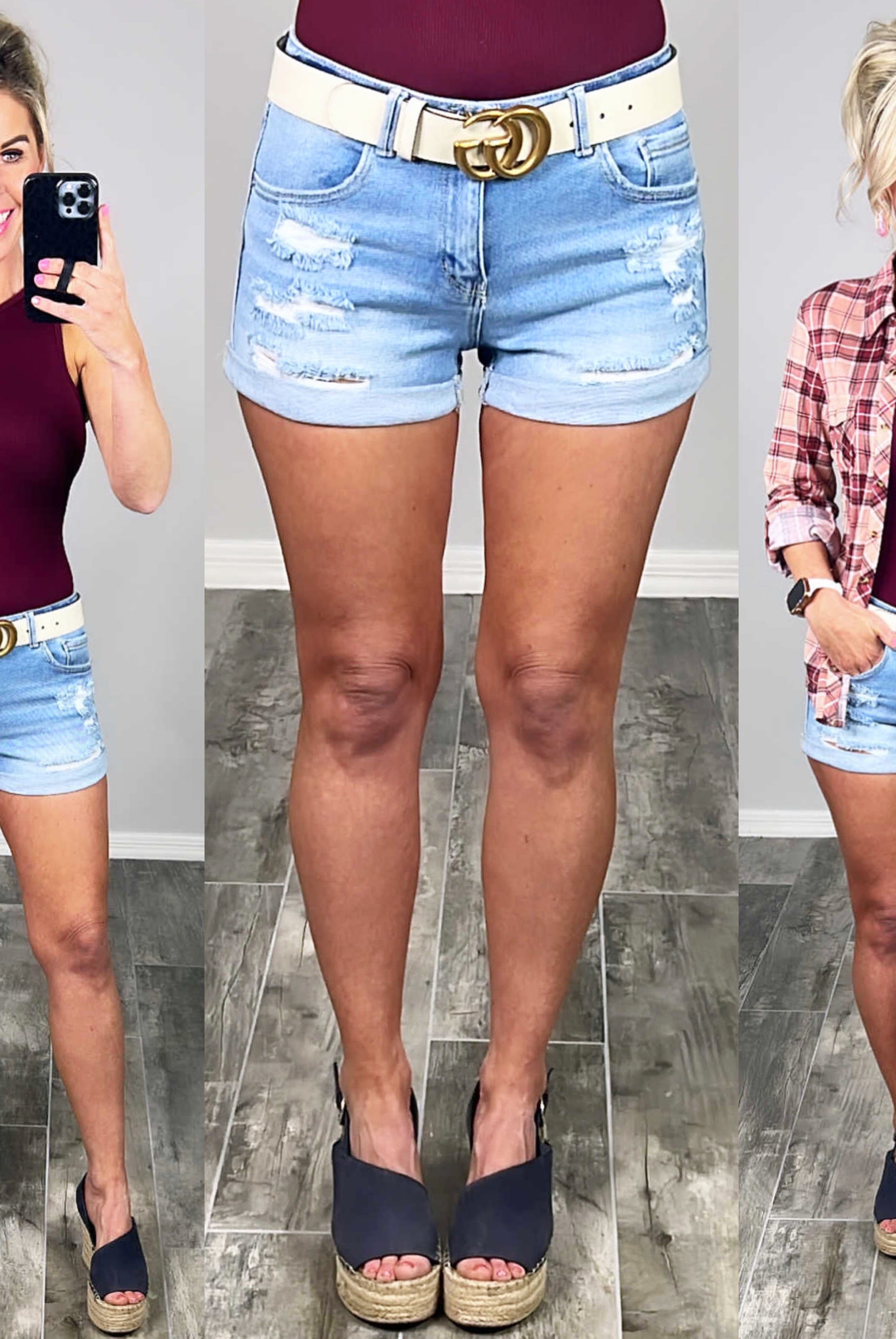 All The Joy Distressed Denim Shorts - Light-shorts-privityboutique.com-Privity Boutique, Women’s Fashion Boutique in Mesa, Arizona