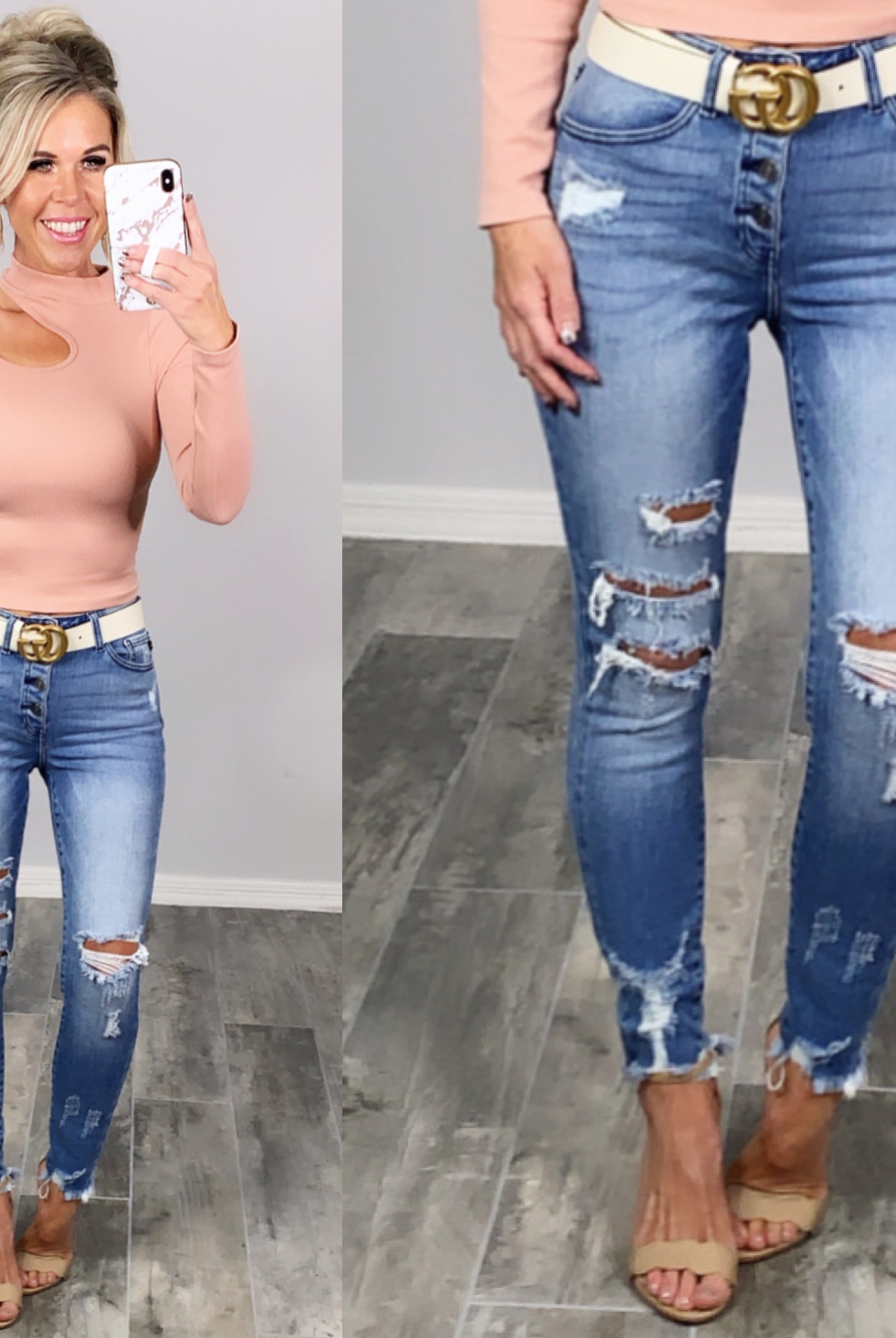 Alyssa Raw Hem Jeans - Medium Wash-jeans-privityboutique-Privity Boutique, Women’s Fashion Boutique in Mesa, Arizona