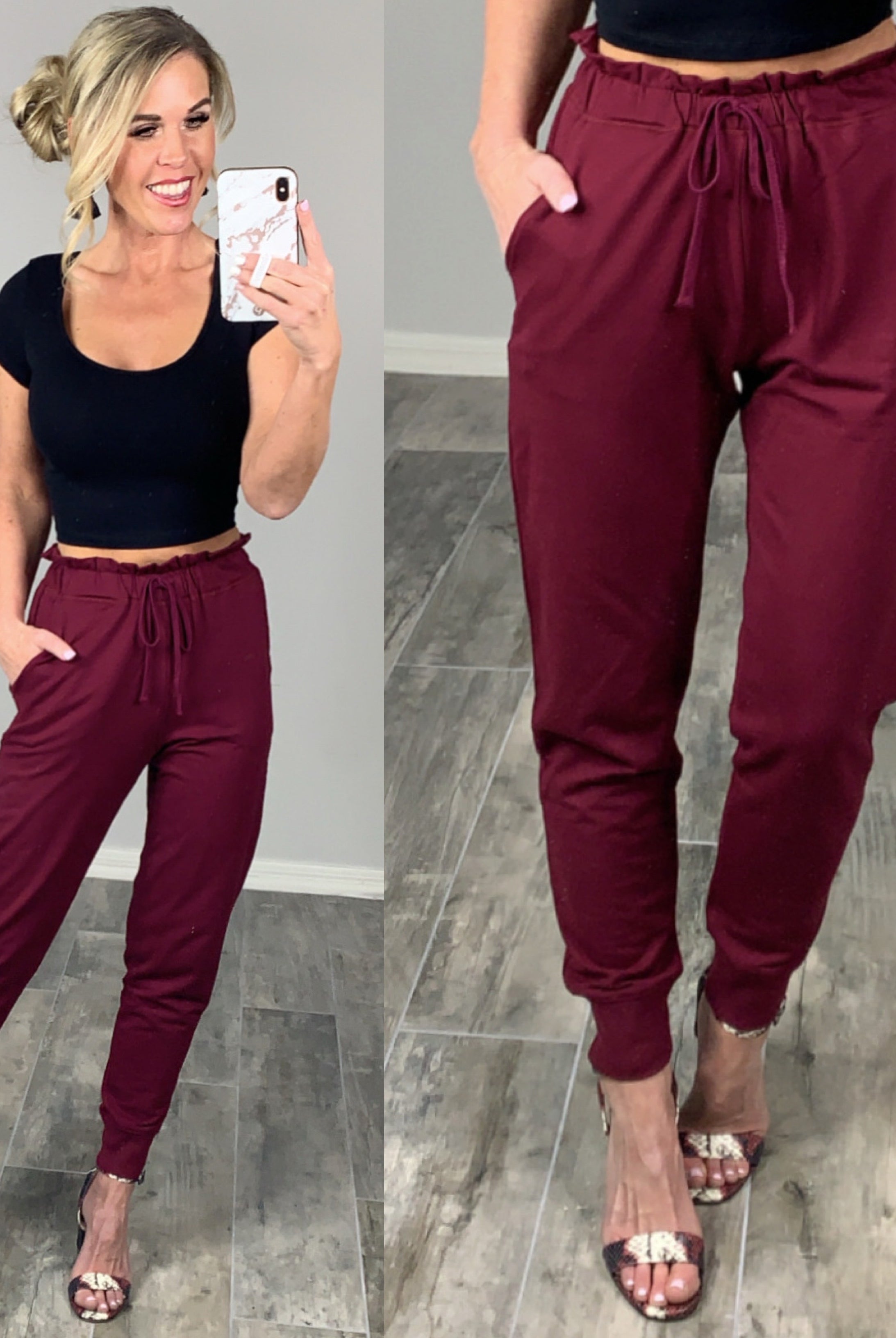 Perfect Pocket Joggers - Burgundy-joggers-privityboutique.com-Privity Boutique, Women’s Fashion Boutique in Mesa, Arizona
