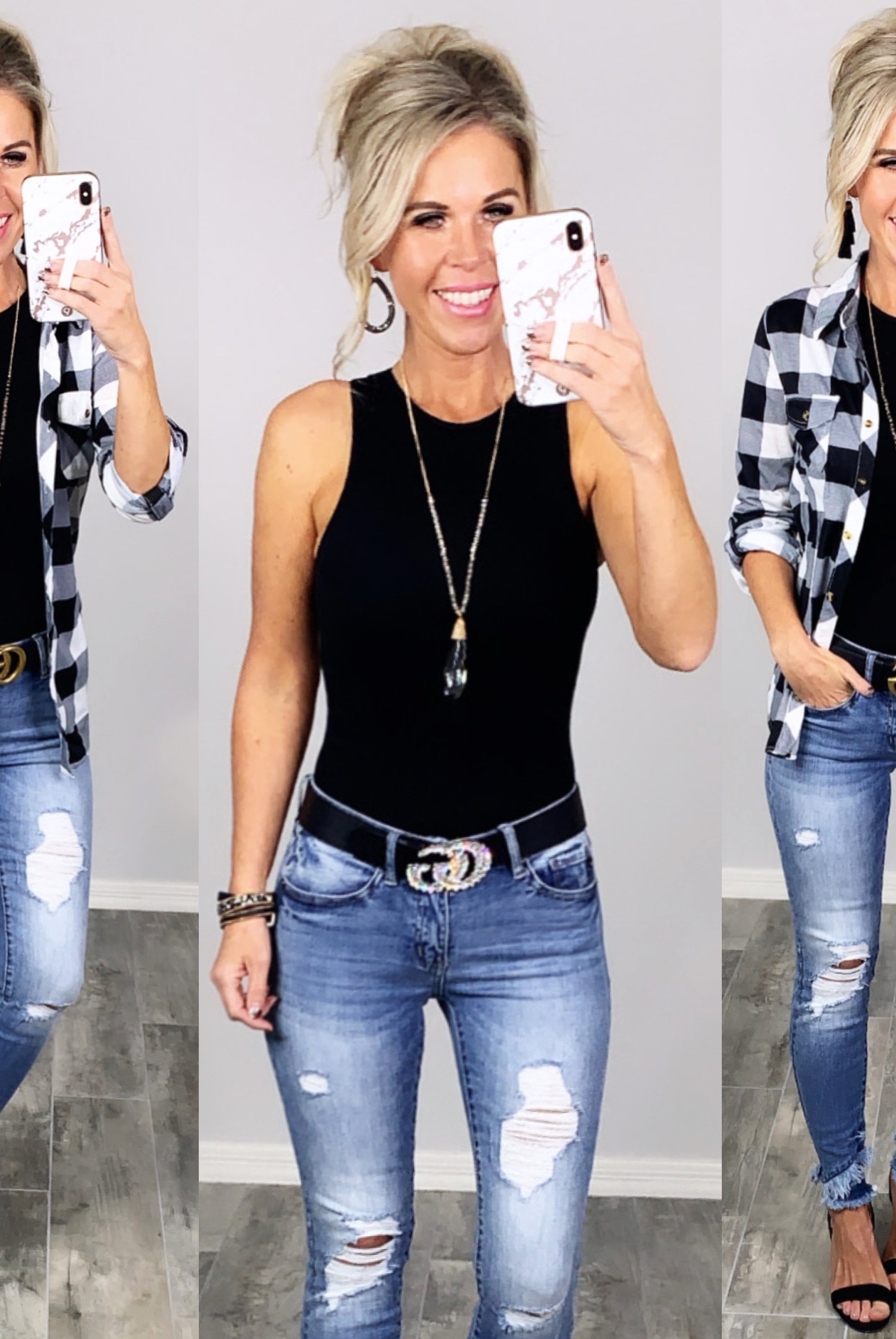 Penny Plaid Flannel Top - Buffalo White-flannel-privityboutique-Privity Boutique, Women’s Fashion Boutique in Mesa, Arizona