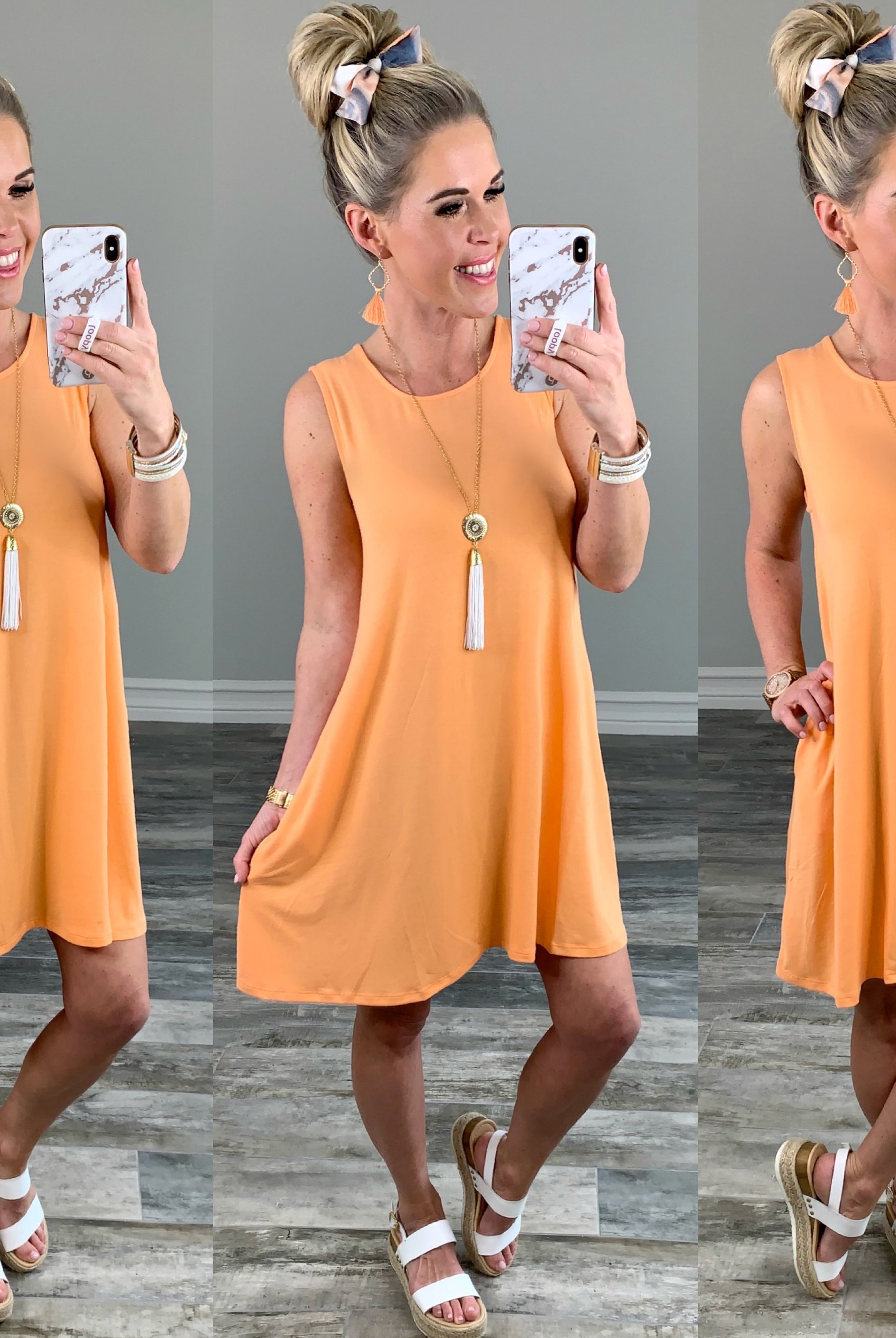 Basic Pocket Tank Dress - Peach-Dress-privityboutique.com-Privity Boutique, Women’s Fashion Boutique in Mesa, Arizona