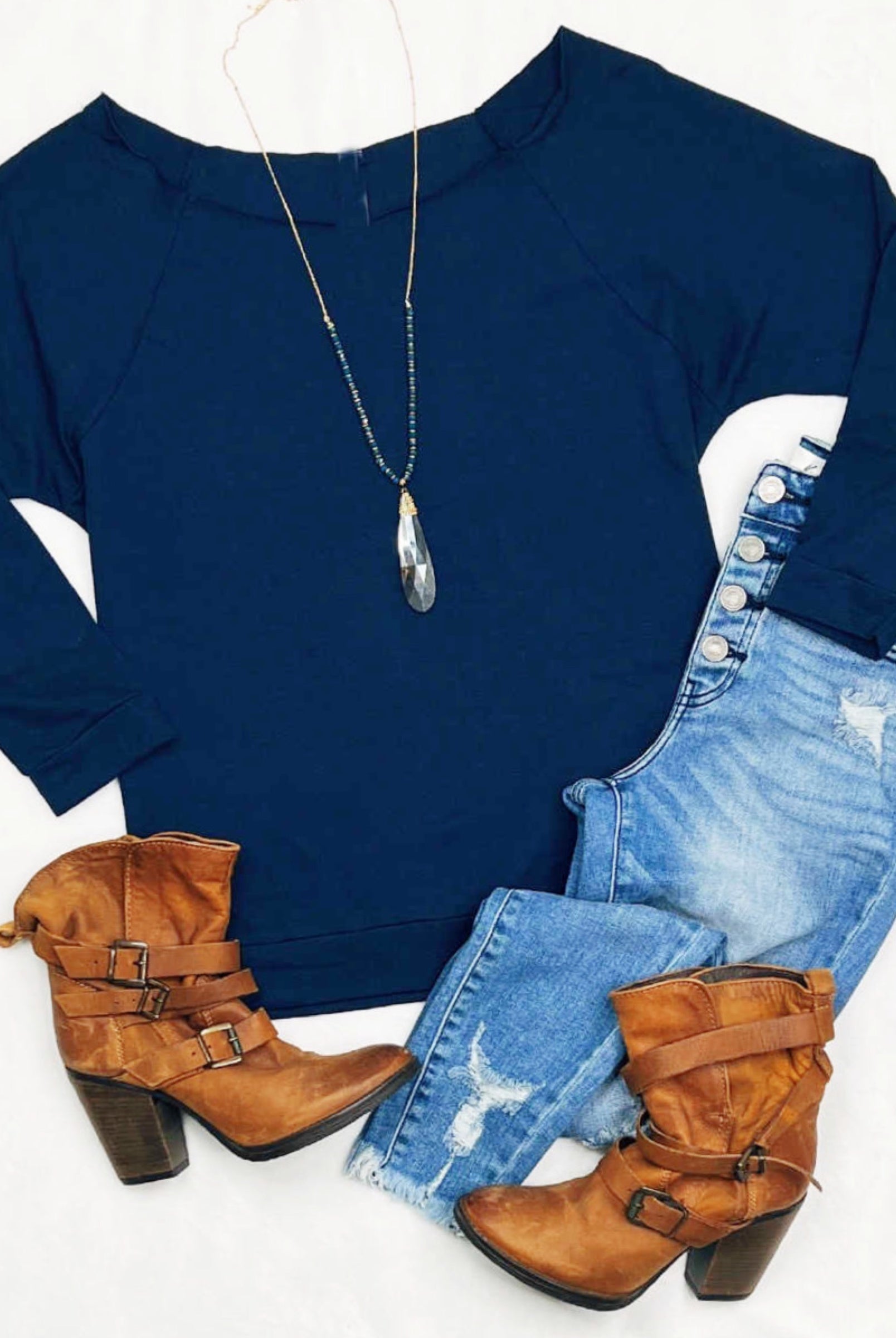 Raw Hem Off The Shoulder - Navy-Top-privityboutique.com-Privity Boutique, Women’s Fashion Boutique in Mesa, Arizona