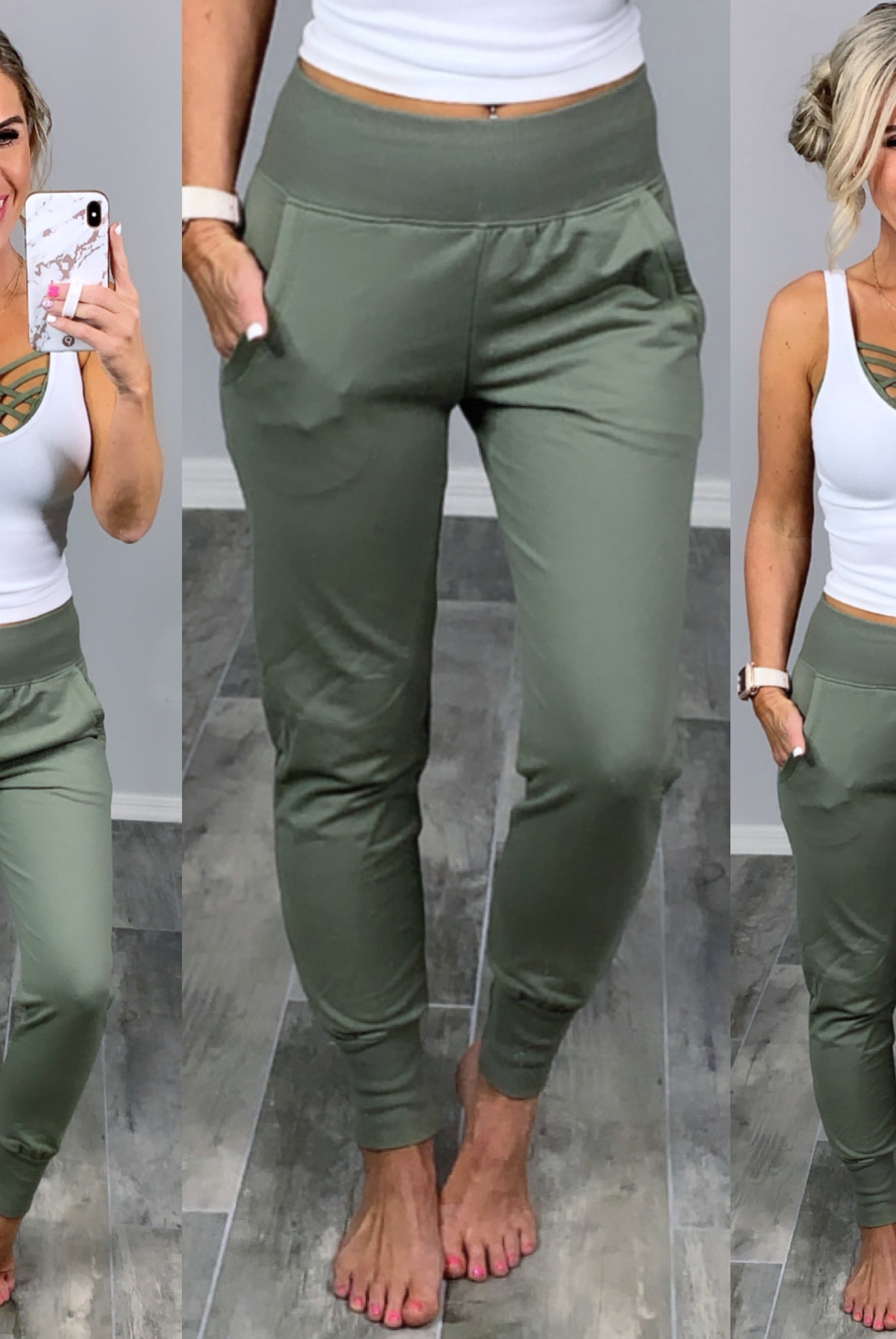 Lounging Around Joggers - Sage-palazzo-privityboutique.com-Privity Boutique, Women’s Fashion Boutique in Mesa, Arizona